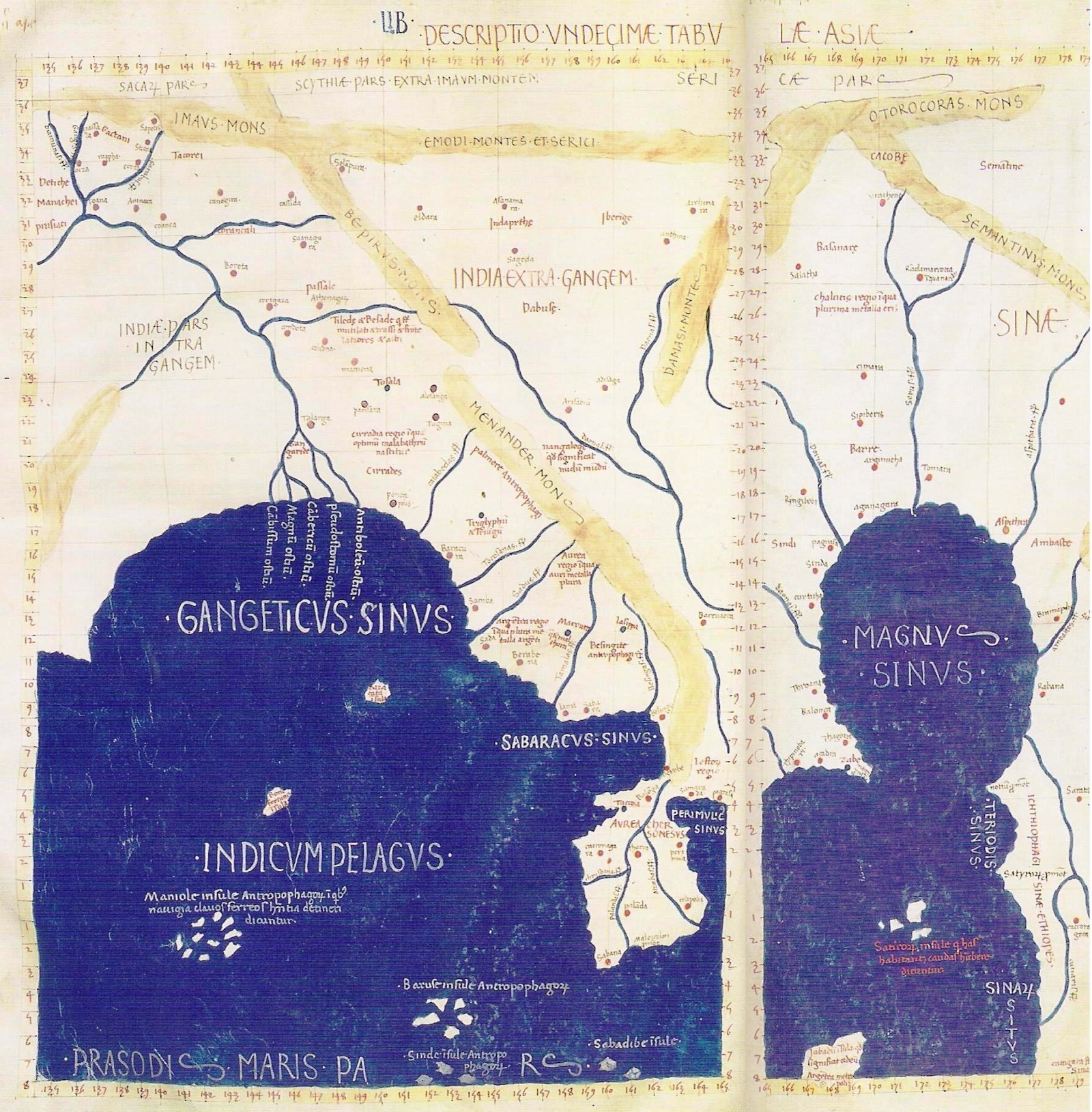 «Asien» aus «Geographia» von Ptolemäus (87 – 150 n. Chr.) | Alexandria (Ägypten)