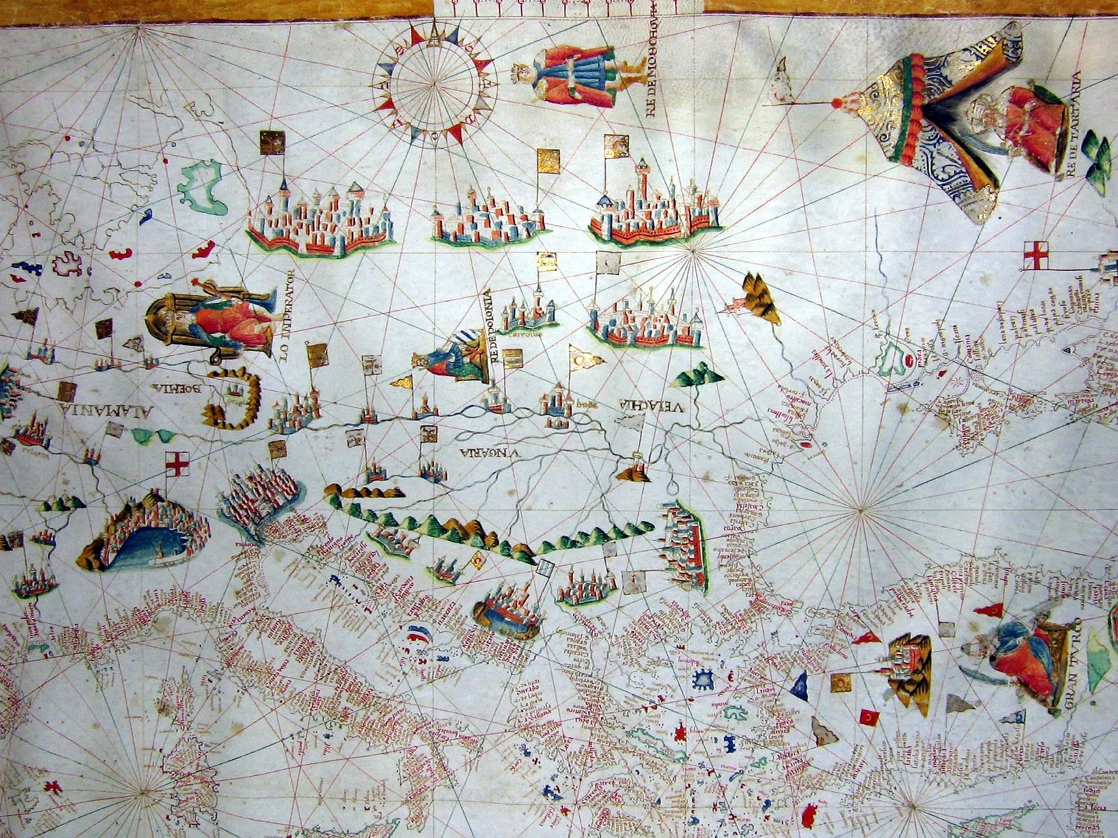 Portolan auf Pergament (Küstenlinien) | um 1500 