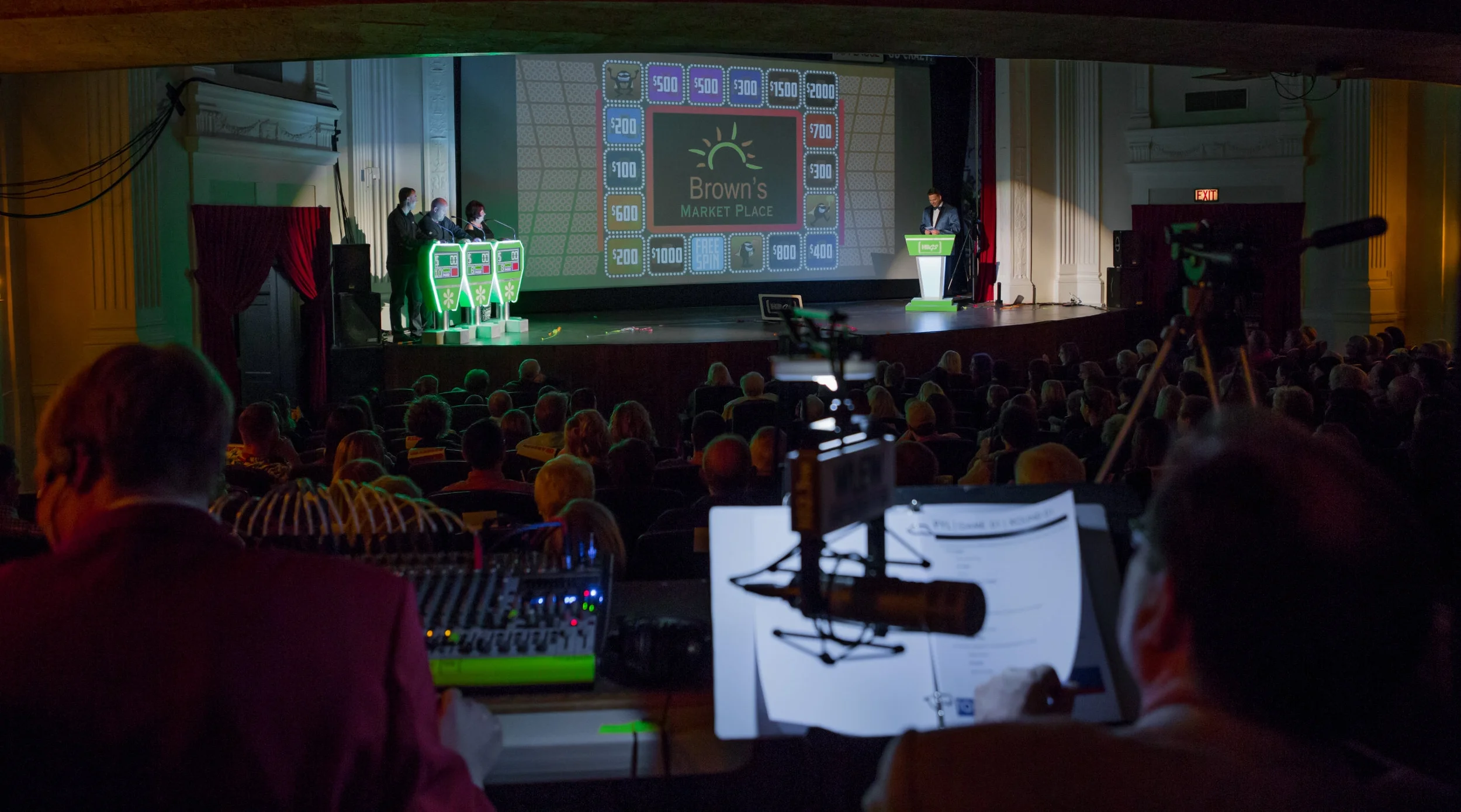 Every square inch of the stage and theater is utilized for The Harbor Beach Gameshow Series. Photo Courtesy: jenniferGRACE PHOTOGRAPHY