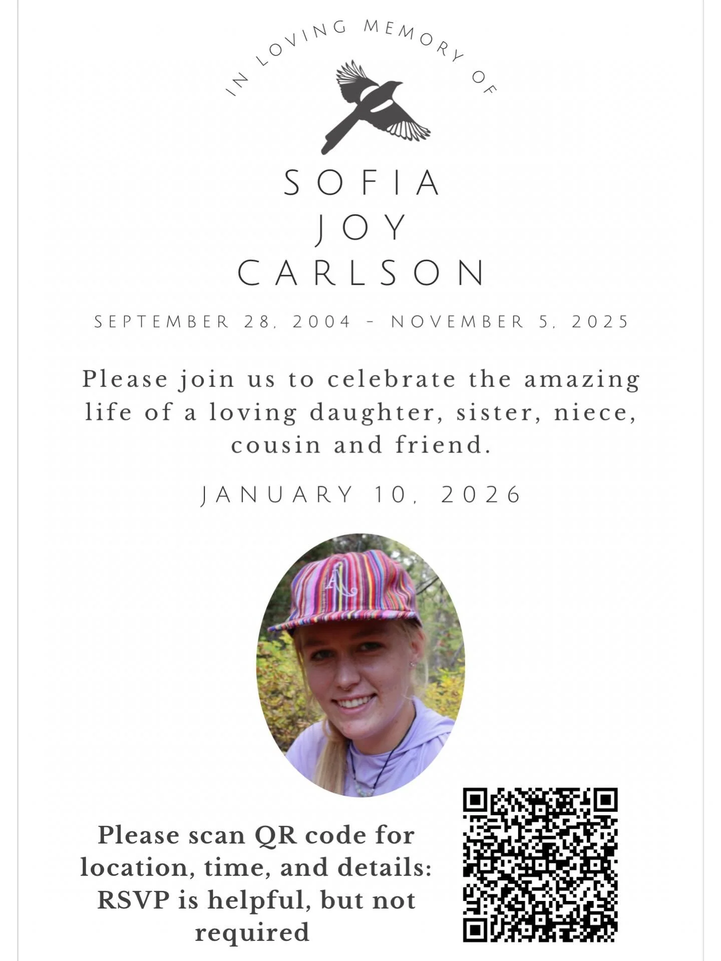 Come gather with us to celebrate our sweet Sofia&rsquo;s life. Link in bio