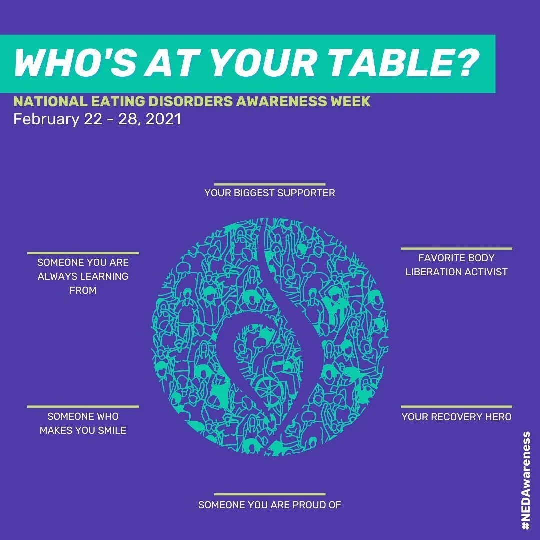 It&rsquo;s almost National eating disorder awareness week! 

Who is your biggest recovery supporter?
Favorite body liberation activist?
Recovery hero?
Someone you are proud of?
Someone who makes you (authentically) smile?
Someone you are always learn