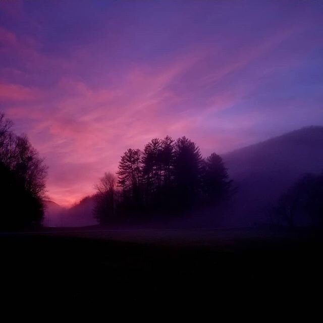 A foggy winter sunset at Pine Mountain.