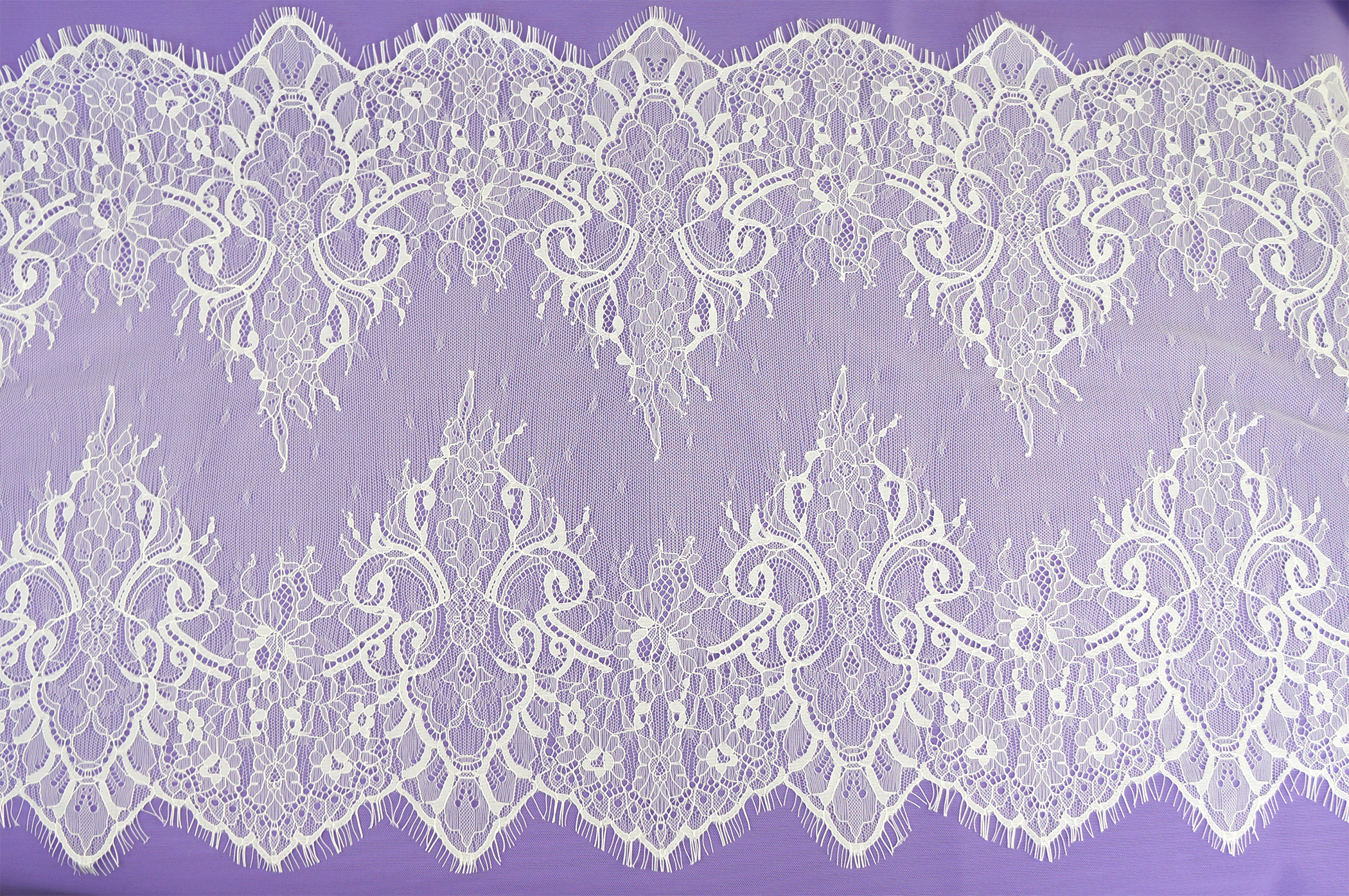 Eyelash Lace - 17.5" White Non-Stretch