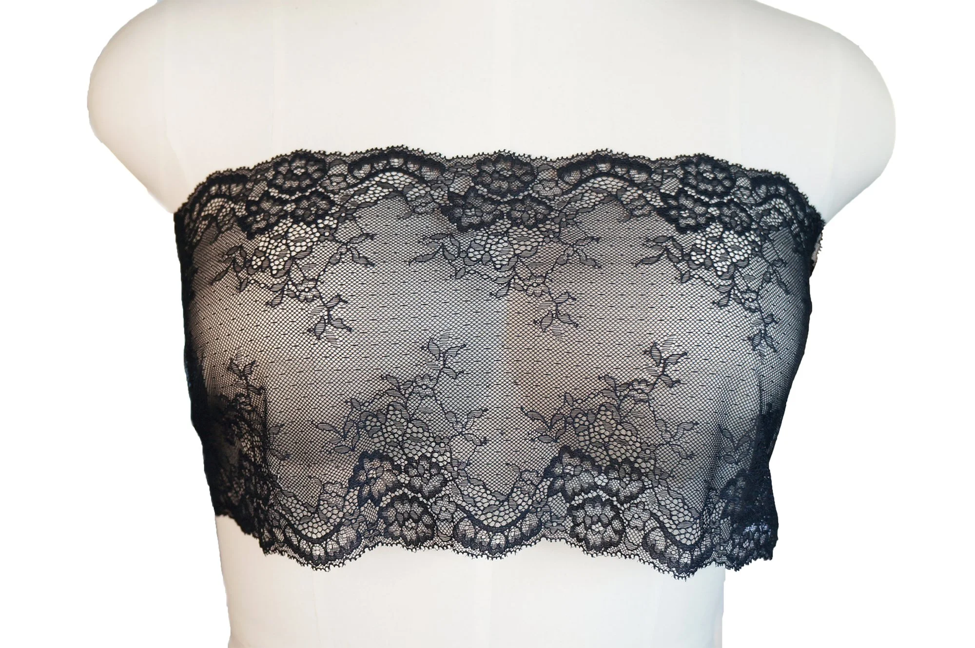 Stretch Lace - Chantilly Black - 9" (23 cm) Galloon Lace