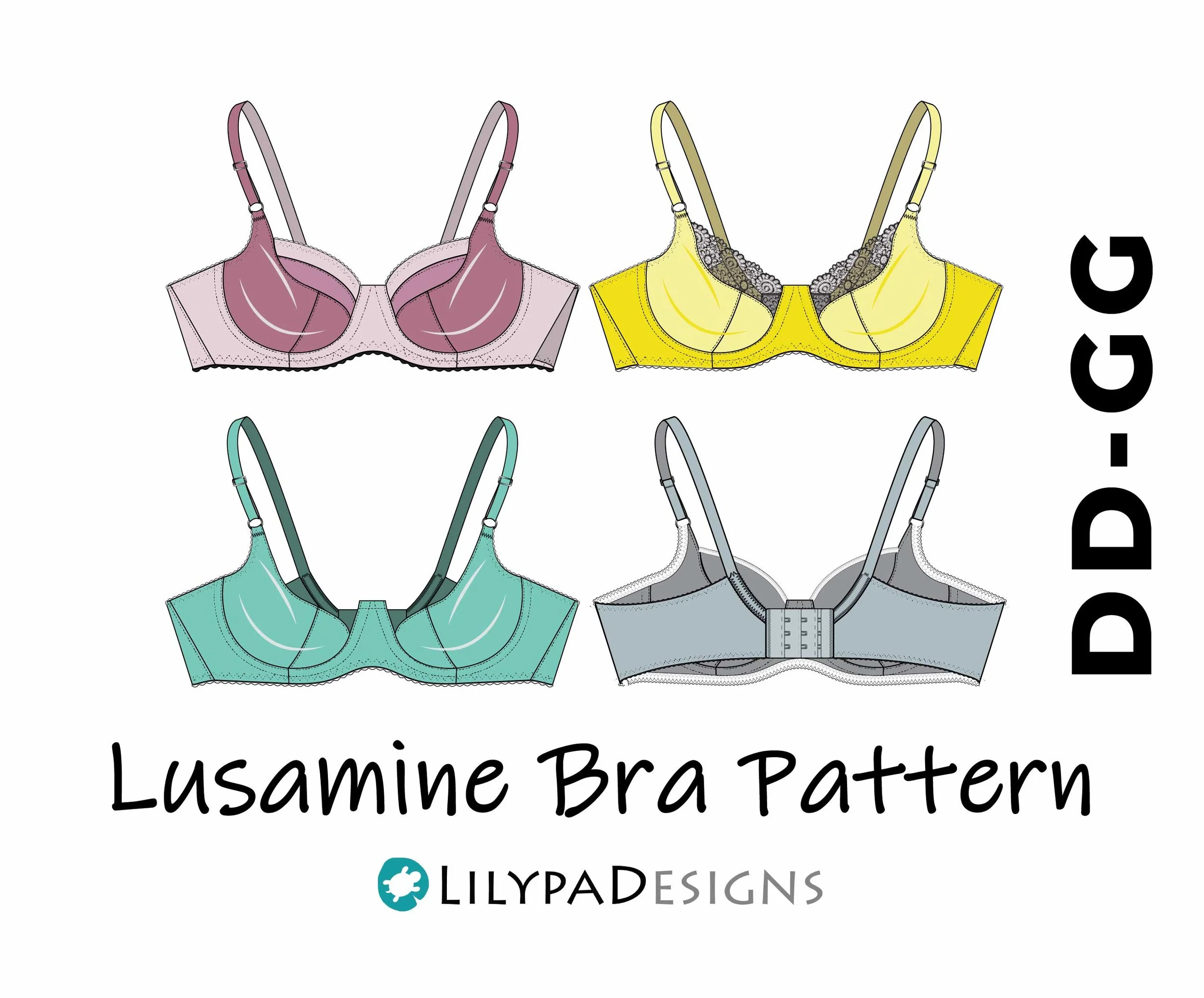 Lusamine Underwire Bra Pattern = DD-GG