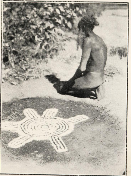 “If, peradventure, an unauthorized person happens upon the sanctified place, he is killed and buried immediately beneath the spot occupied by the design…” from  The Australian aboriginal  (1925) by Herbert Basedow.