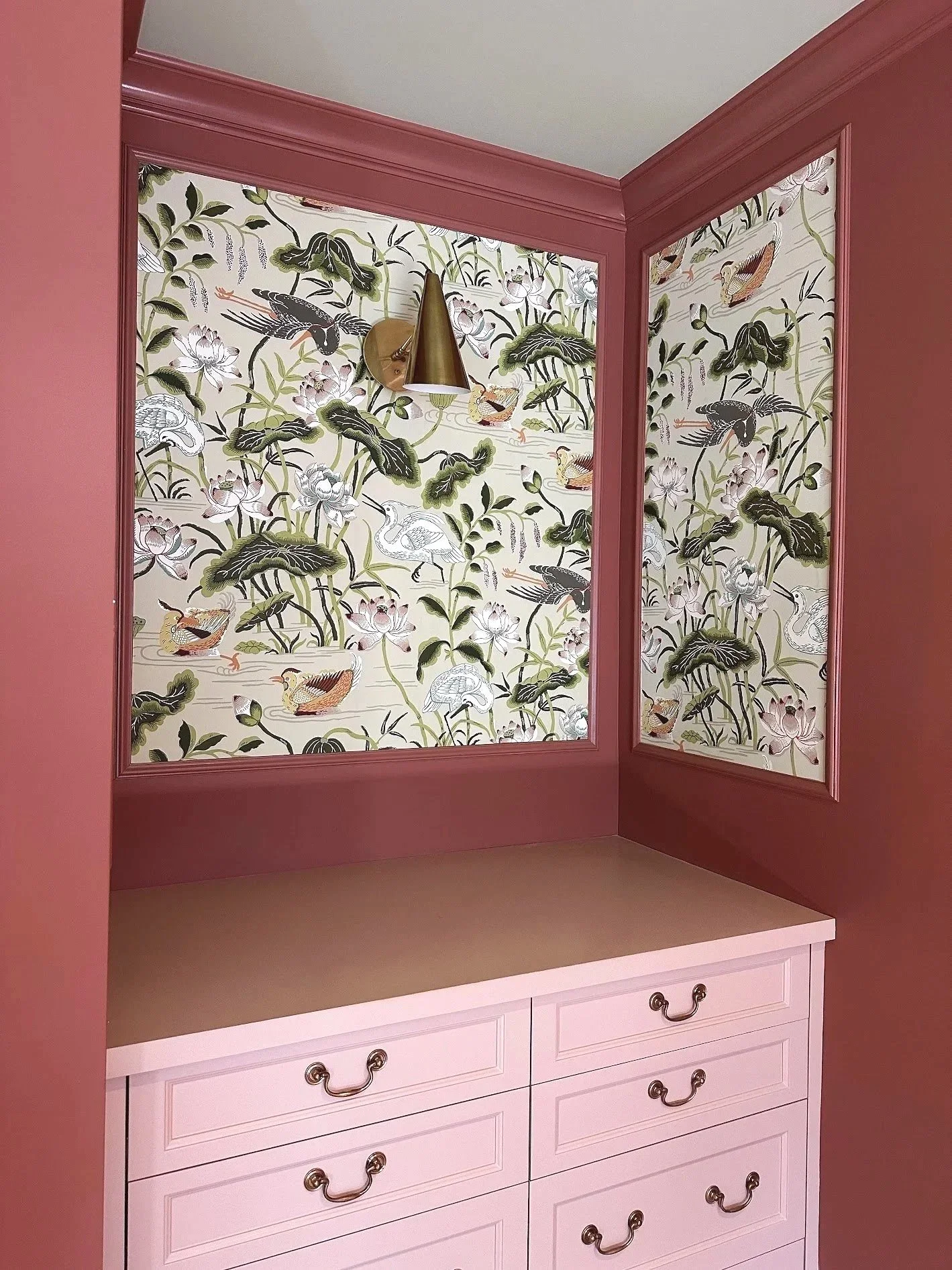 Custom built-in dresser and accent panels
