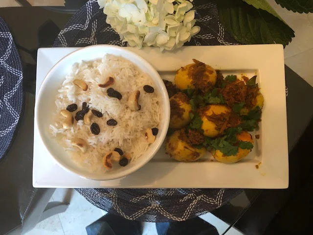 Egg Masala with Pilaf 