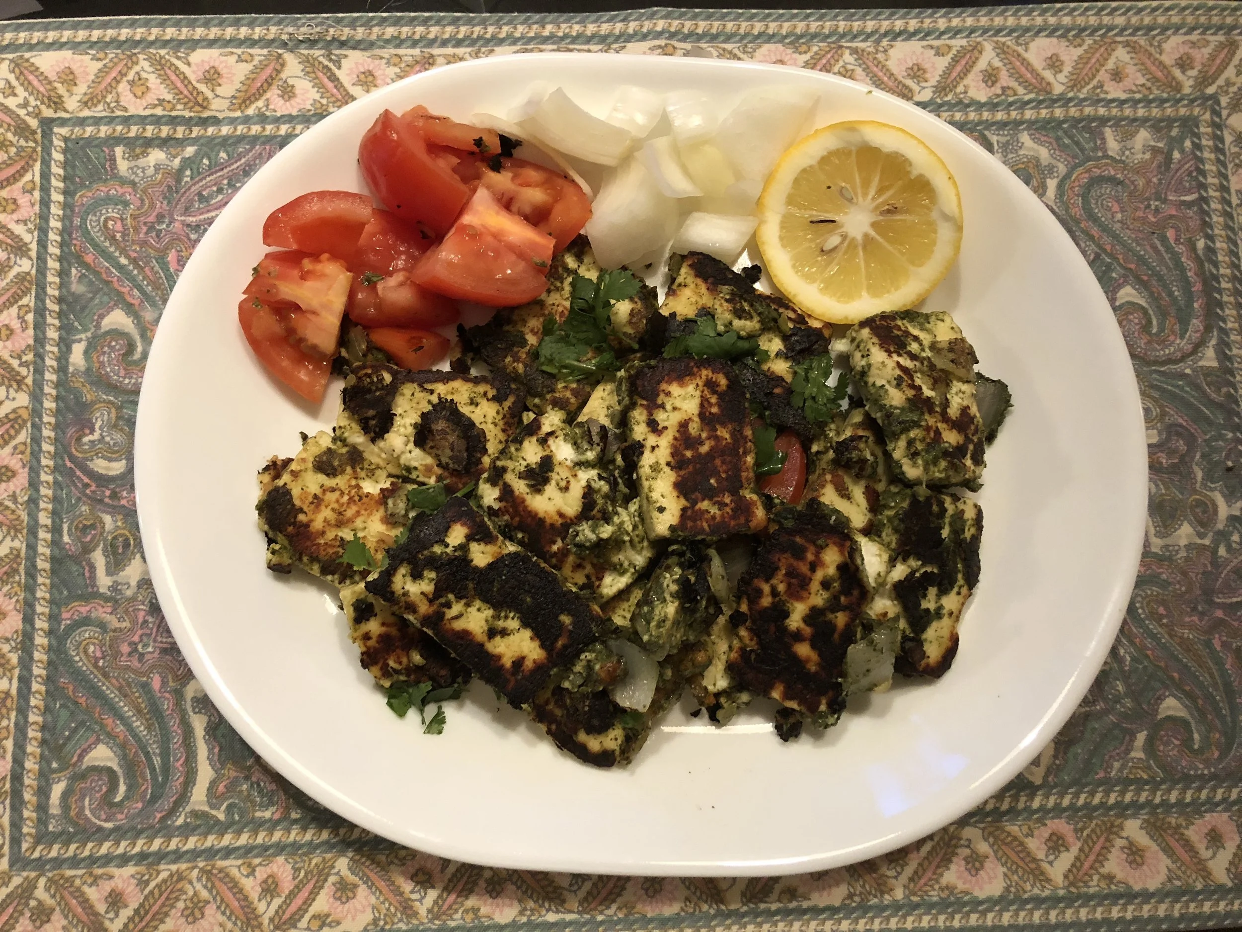 Grilled Mint and Coriander Cottage Cheese