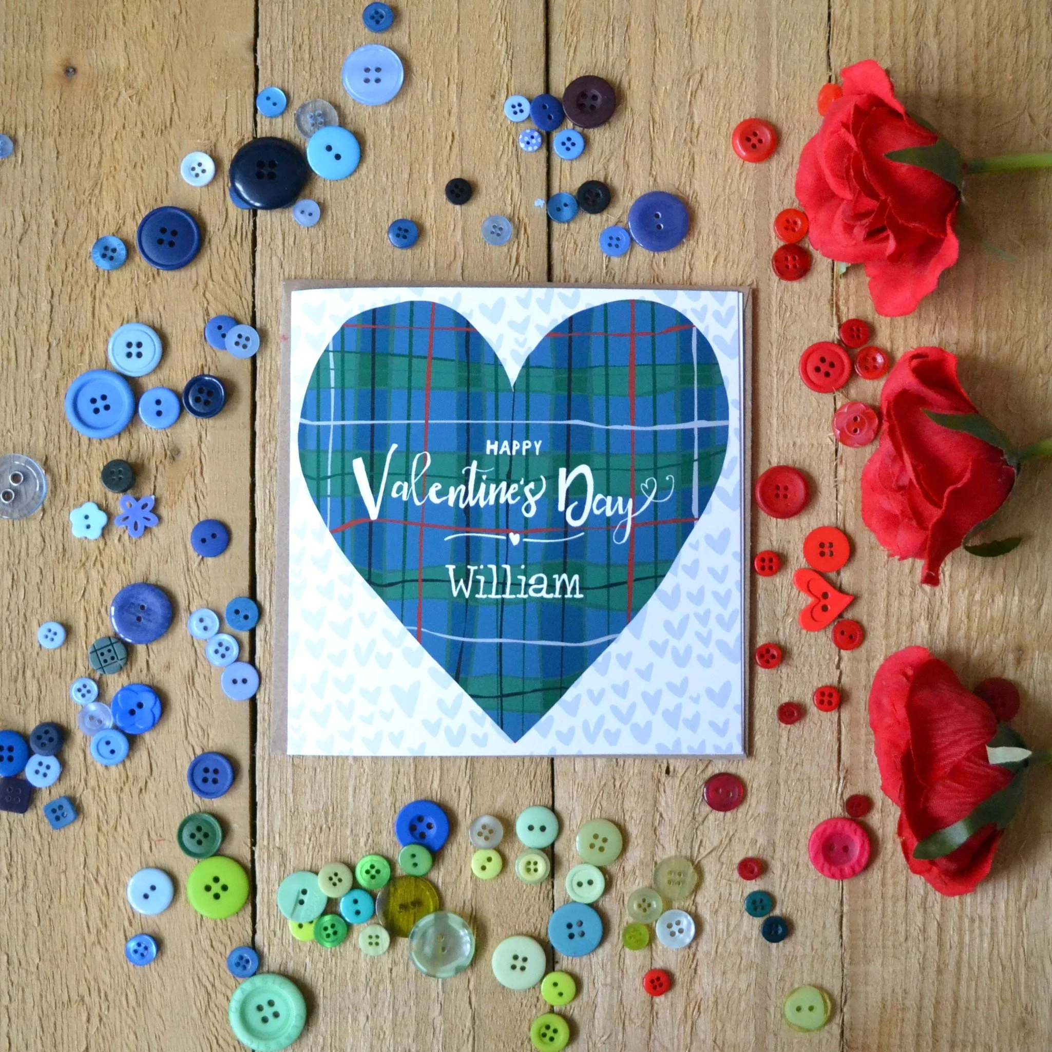 NEW Tartan heart - Green/Blue