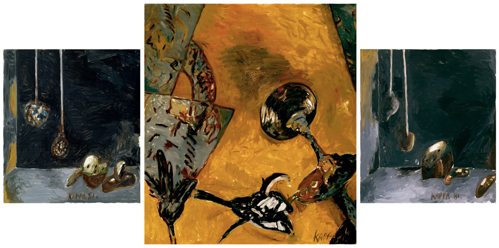 Schwarzmacht Triptychon , 1981, Oil on canvas, 79h x 156w in (201h x 396w cm), Morat-Institute, Freiburg in Breisgau