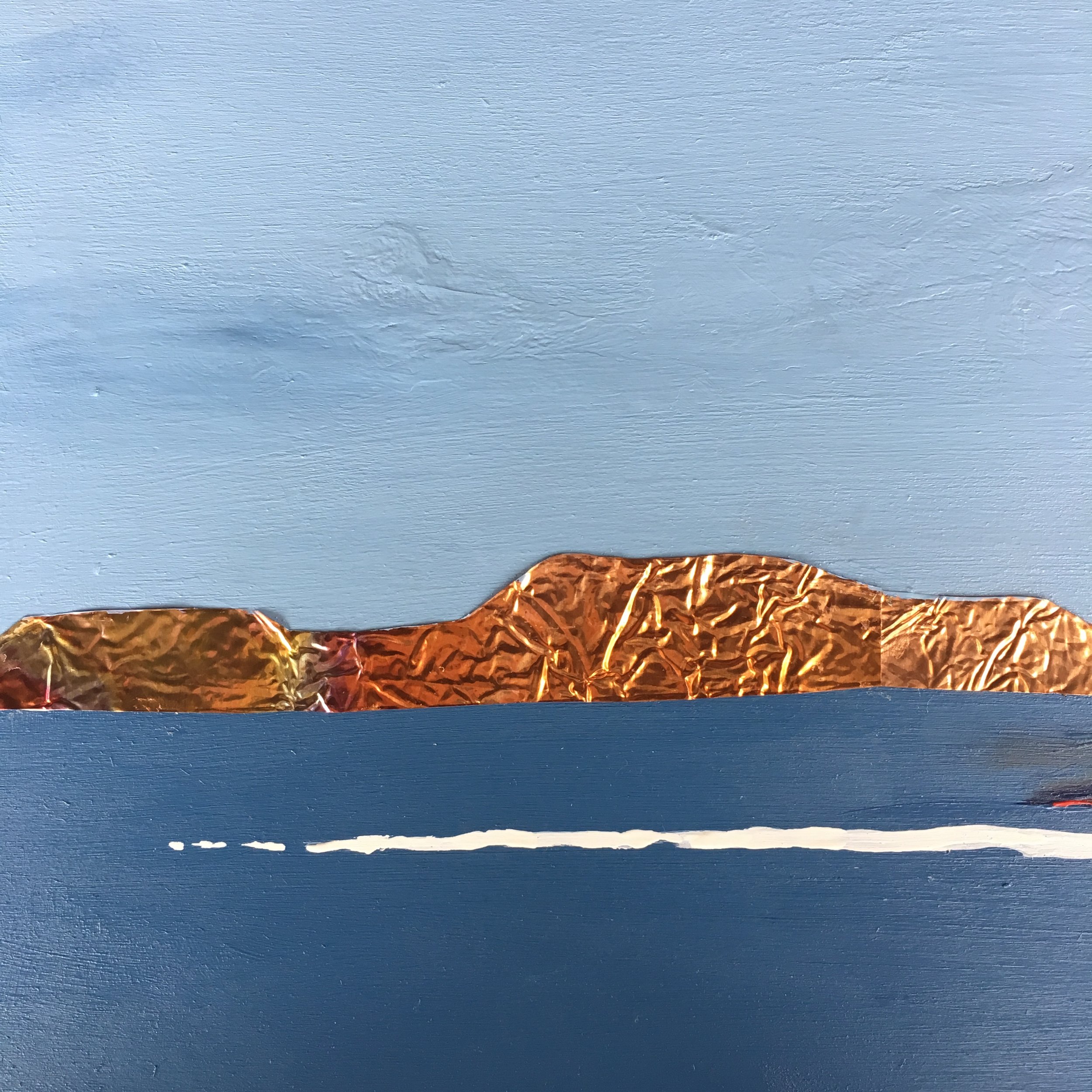 Sleeping Giant 1 Acrylic and copper on wood panel - 20"x20" For Sale - $250