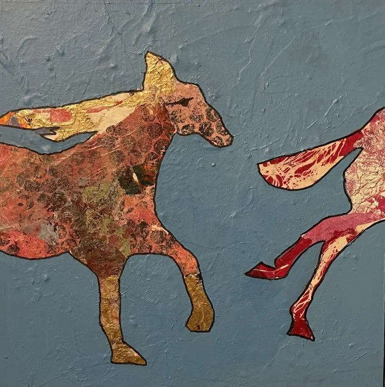  Eddie’s Horses - 1, 10 x 10, mixed media on wood panel 