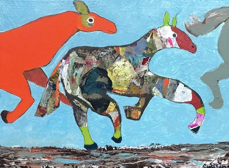 ‘Eddie’s Horses’ made with gel printed papers