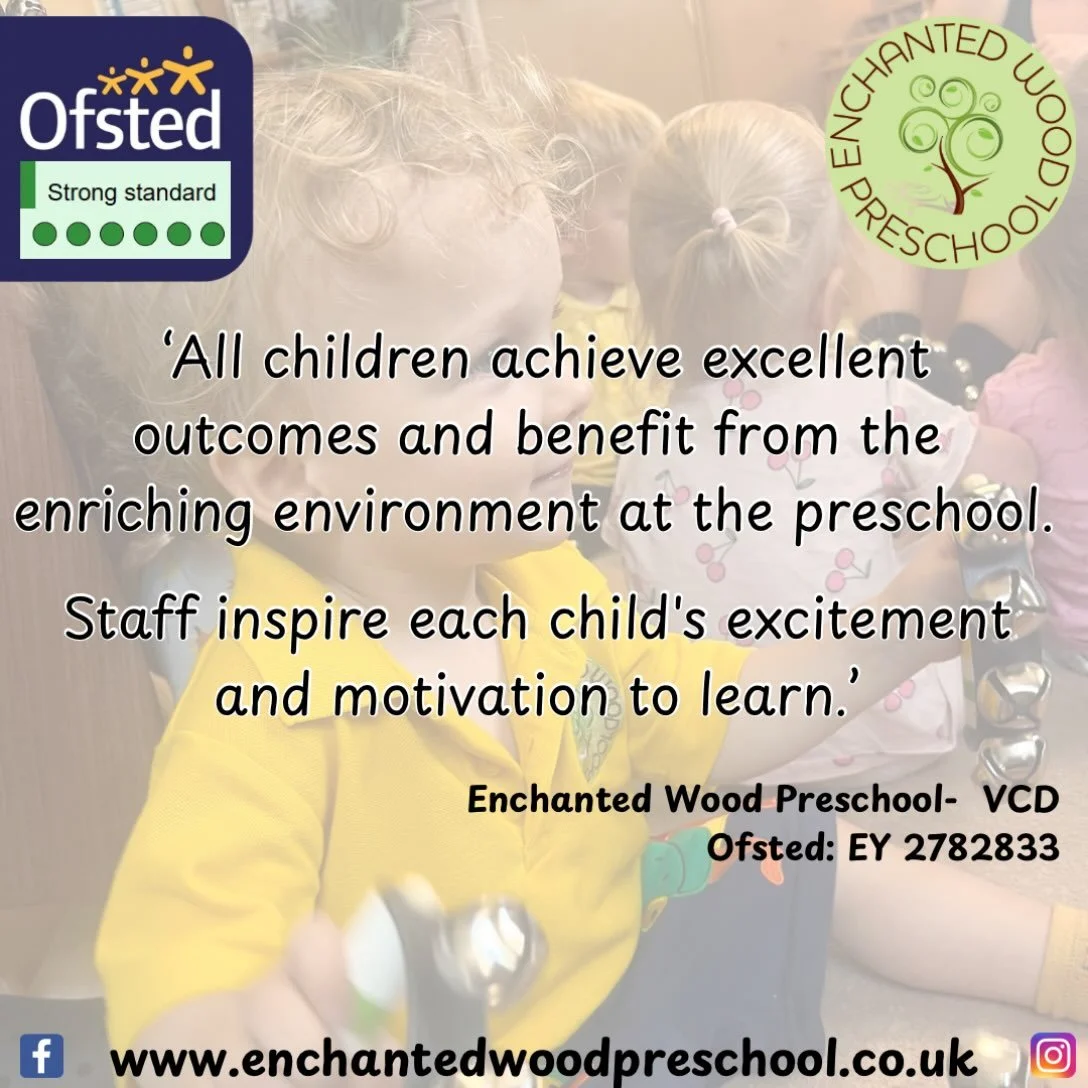&lsquo;All children achieve excellent outcomes and benefit from the enriching environment at the preschool. 

Staff inspire each child&rsquo;s excitement and motivation to learn.&rsquo;

VCD, Crayford

https://reports.ofsted.gov.uk/provider/49/278283