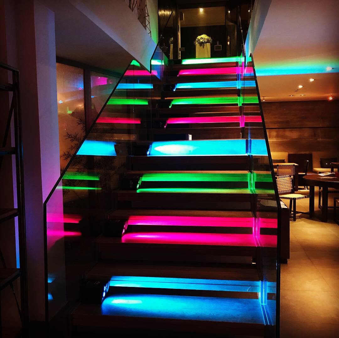  Uplighting Stairs , L i fe Gallery&nbsp;Athens Hotel &amp; Spa 
