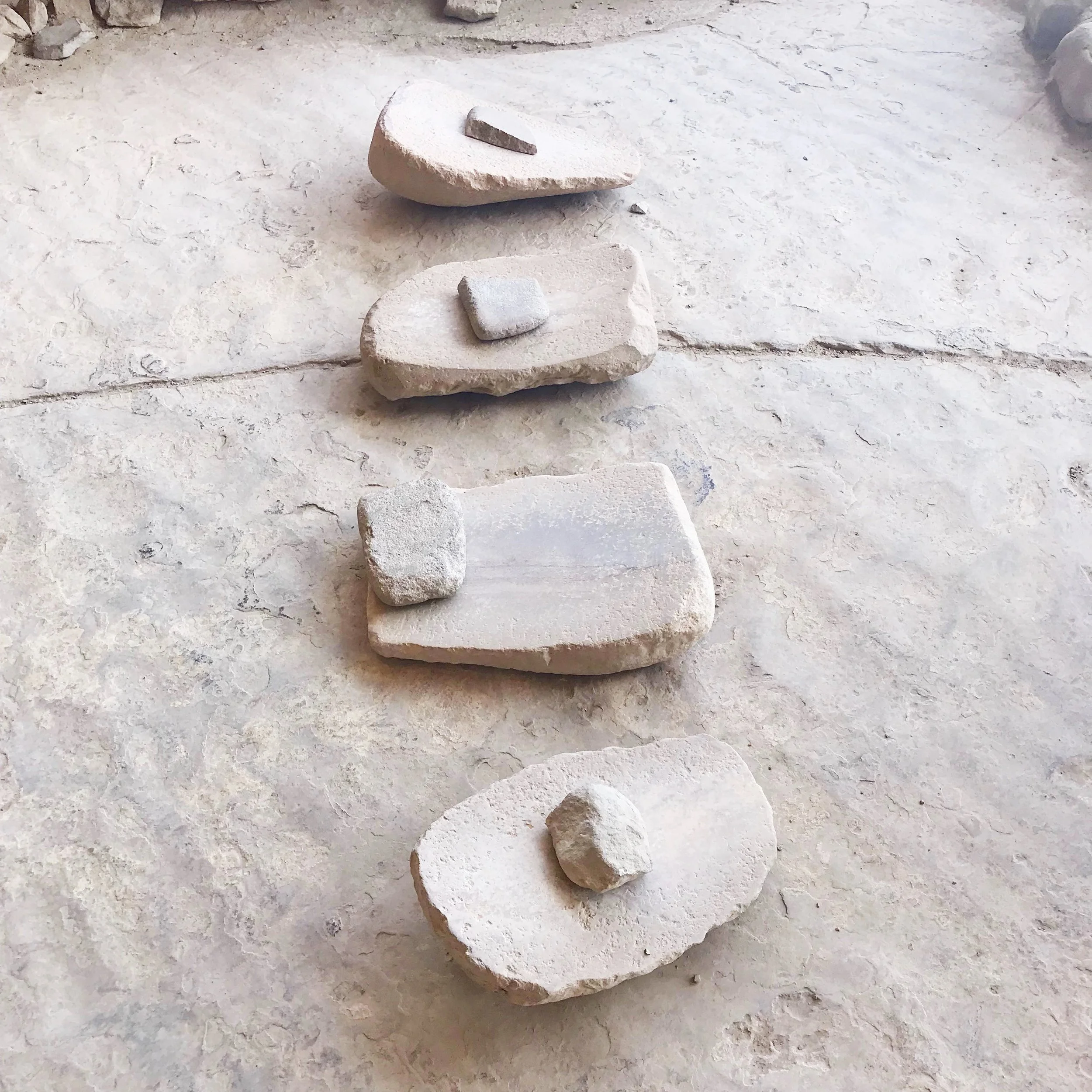 Tools for grinding corn.