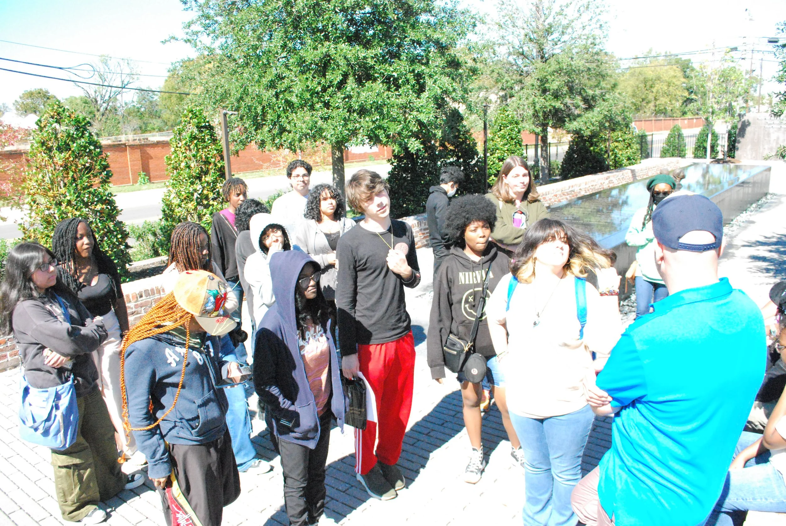 Warm up talk before Legacy Museum.JPG