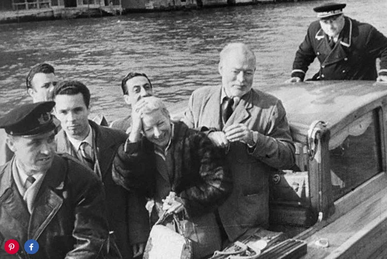 Ernest Hemingway and his fourth wife, Mary, arrive at the Gritti Palace in the 1950s, following an African safari. The manager of the hotel was stunned by the writer’s prodigious consumption of alcohol, observing that “three bottles of Valpolicella first thing in the day were nothing to him.” Hemingway once staged a midnight baseball game in the hotel’s lobby—and instead of being reprimanded, the great American scribe had 10 percent taken off his bill, since nobody had ever played the sport on the premises before.