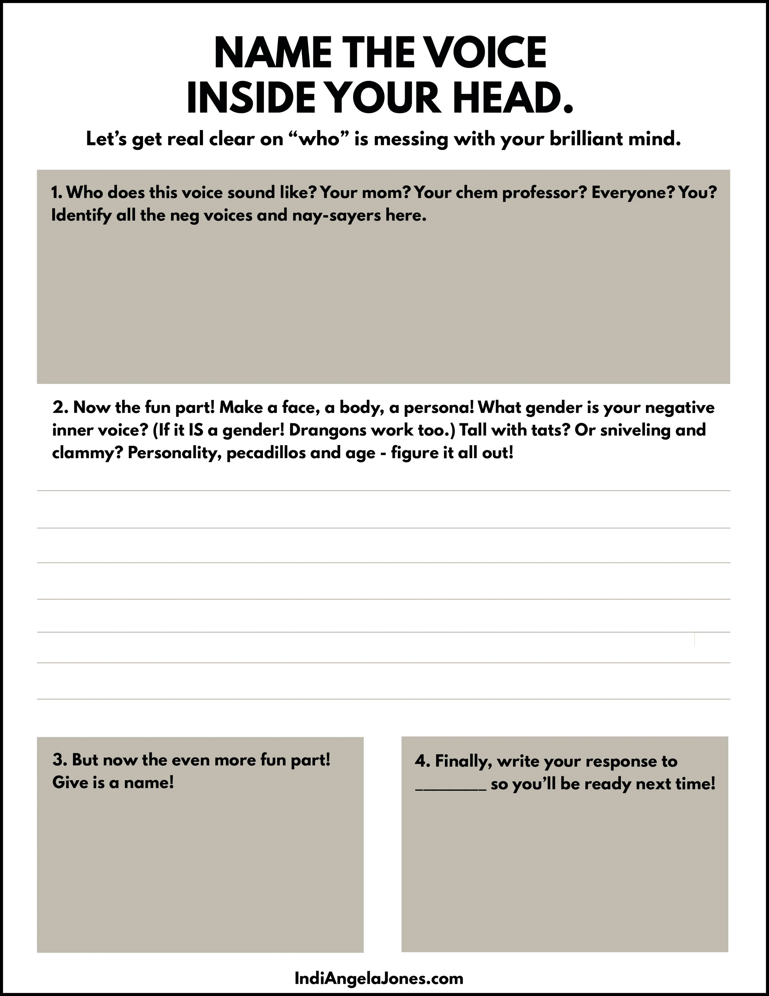 Inner critic worksheet
