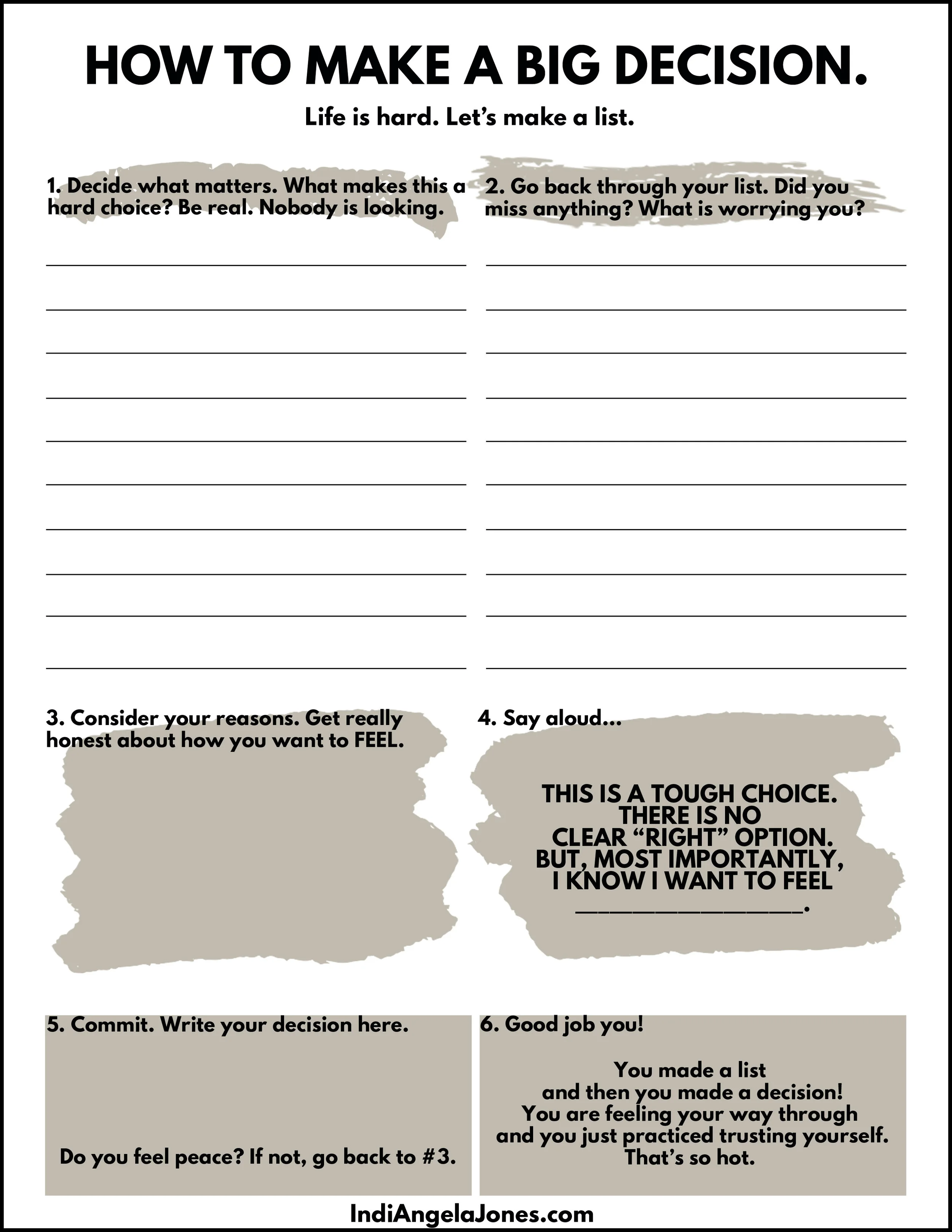how to make a decision worksheet