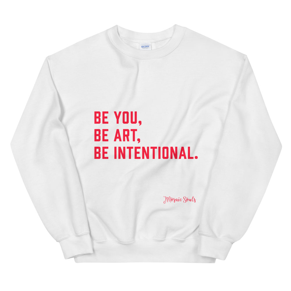 BOLD Statement - White Sweatshirt - Red