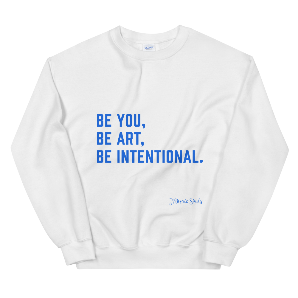 BOLD Statement - White Sweatshirt - Blue