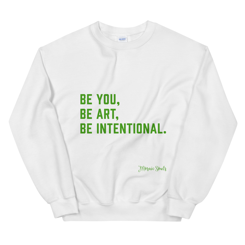 BOLD Statement - White Sweatshirt - Green