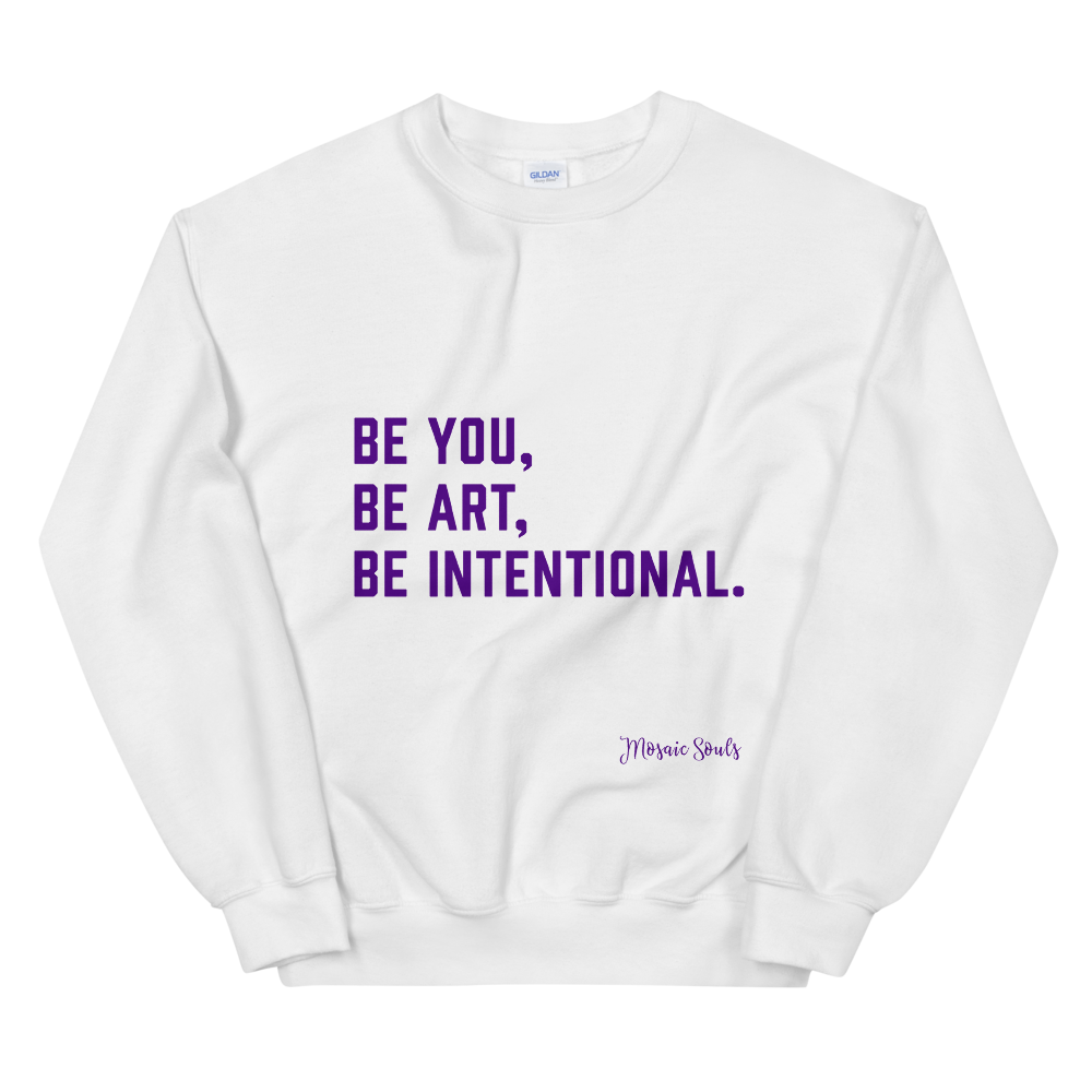 BOLD Statement - White Sweatshirt - Indigo