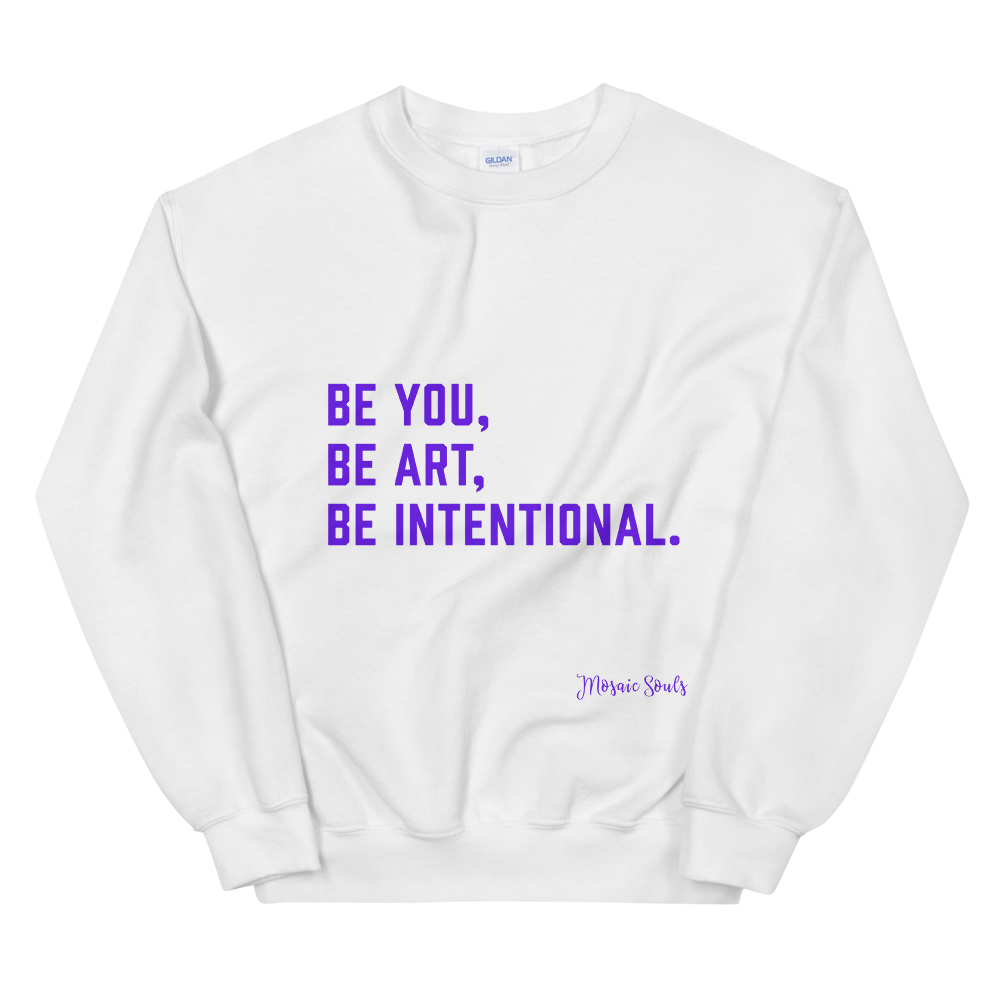BOLD Statement - White Sweatshirt - Purple