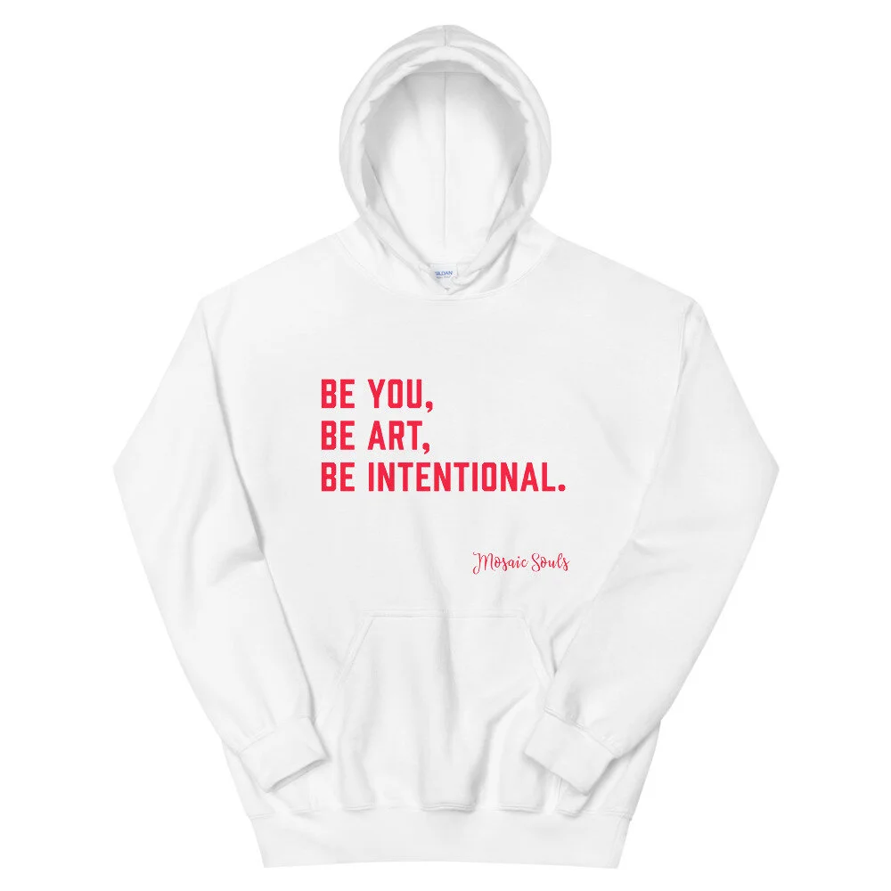 BOLD Statement - White Hoodie - Red