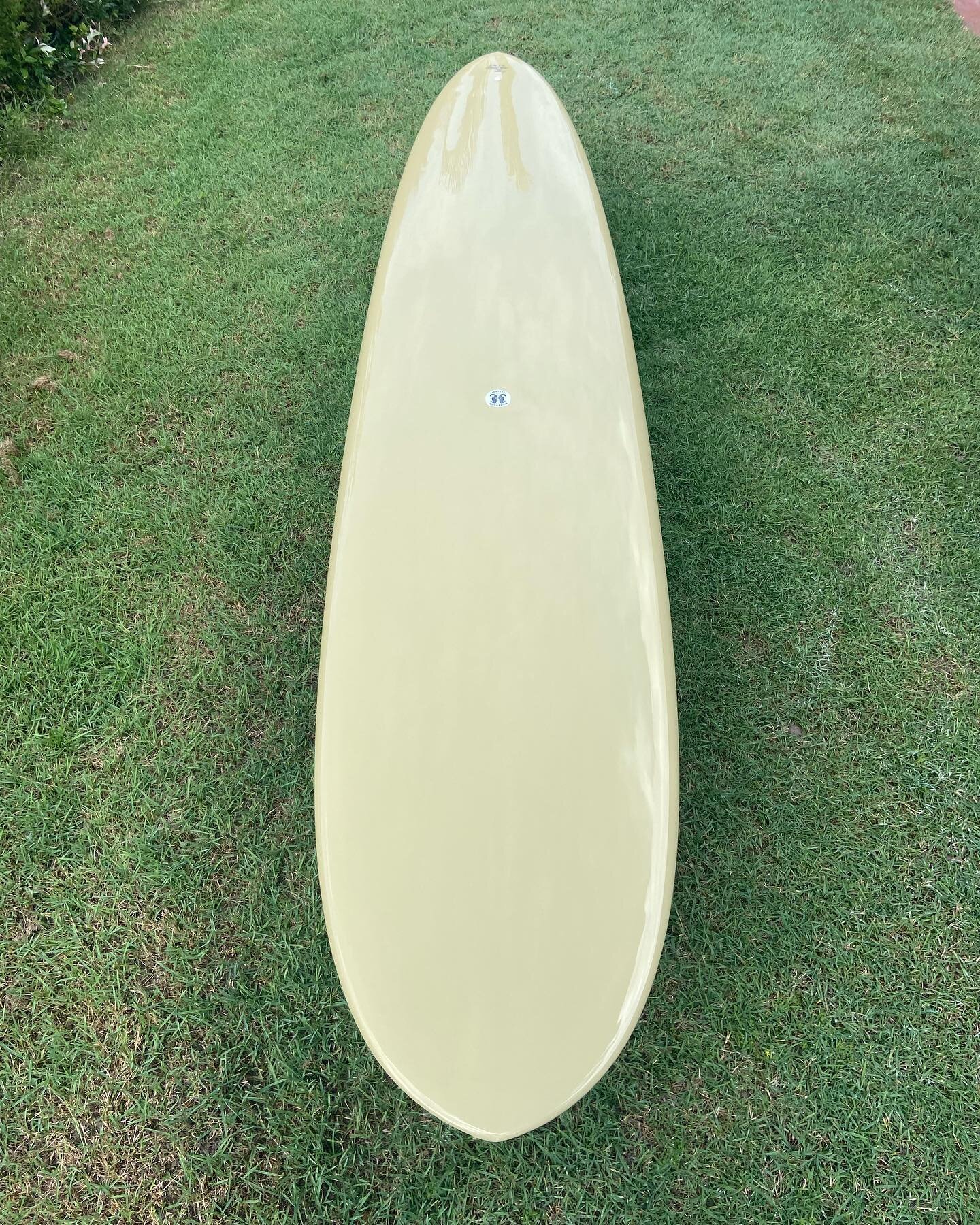 9&rsquo;4&rdquo; &bull;NRM&bull; #custom for @mike_brown_777 , the NRM is a rounded pin tail nose rider with a slightly deeper nose concave, balanced rocker and refined medium 50/50 rail, glassed in opaque khaki deck and lilac tint bottom single fin 