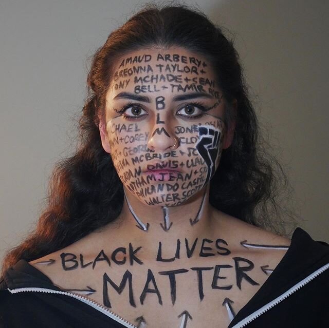 16 names are listed on my face. 16 Black lives viciously taken by ignorance, hate, racism. I could not fit all the names if I wrote over my entire body. There are just too many. 
It is not the responsibility of the black community to educate us. It i
