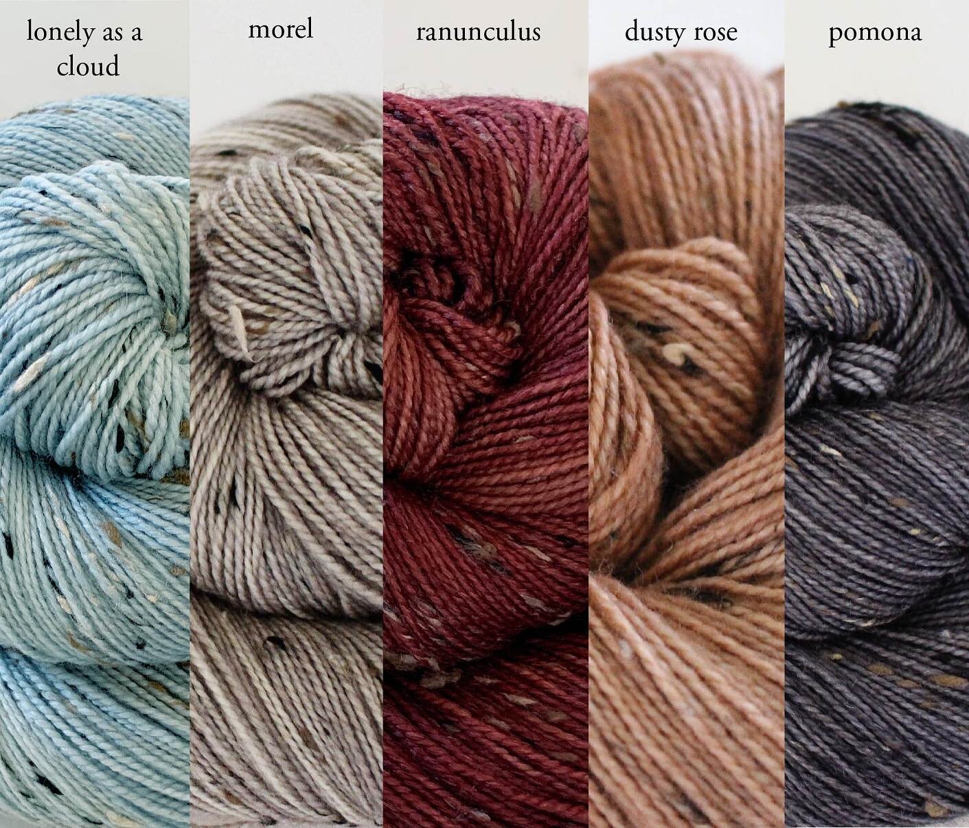 There will be a big Sweet Sparrow shop update today, Tuesday July 13th, at 4pm eastern! Here&rsquo;s a peek at the yarn that will be available. Each base has its own slide&mdash; in order, they&rsquo;re House Wren, Swift, Feather, Goldfinch, and Phoe