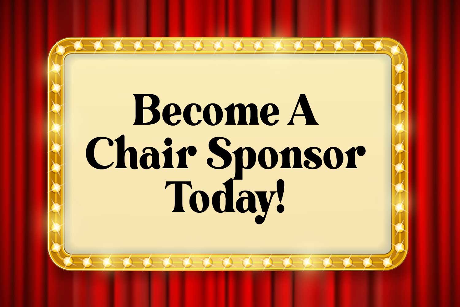 lighted marquee with messaging  in front of red curtains