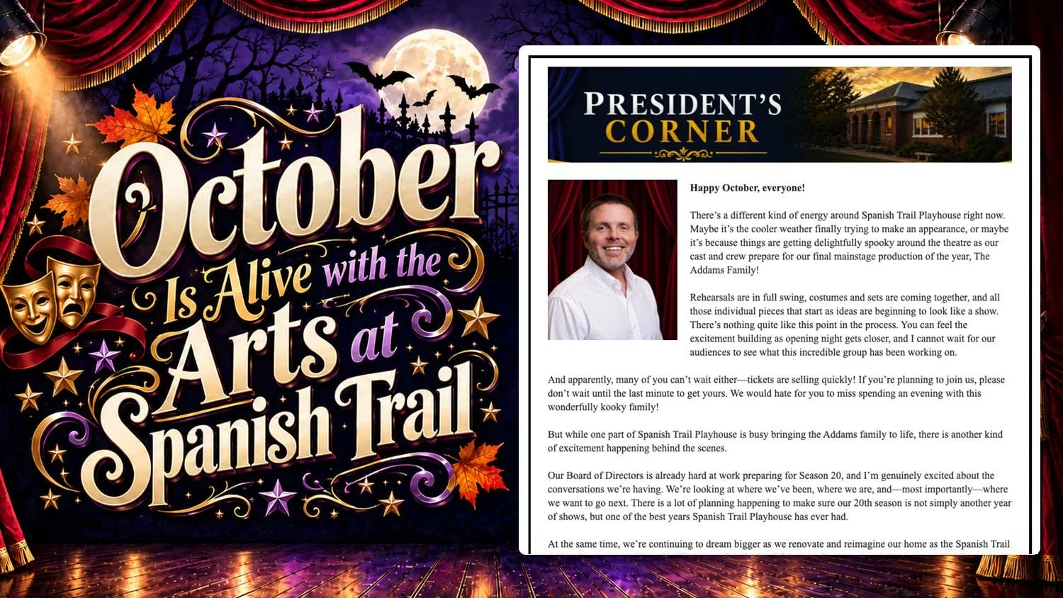 graphic image for Spanish Trail Playhouse October email