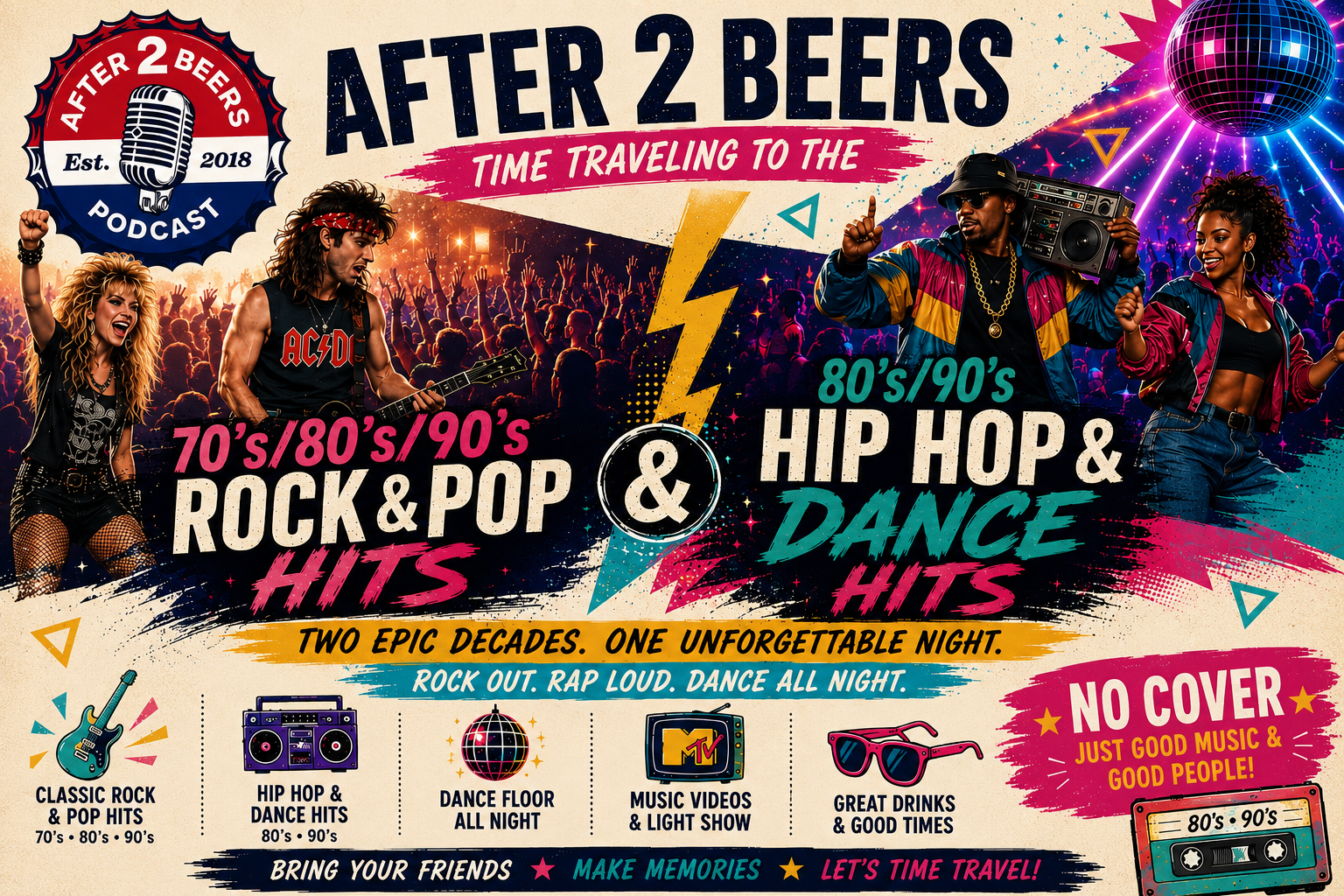 70's, 80's, & 90's Rock, Pop, Hip Hop Dance Party
