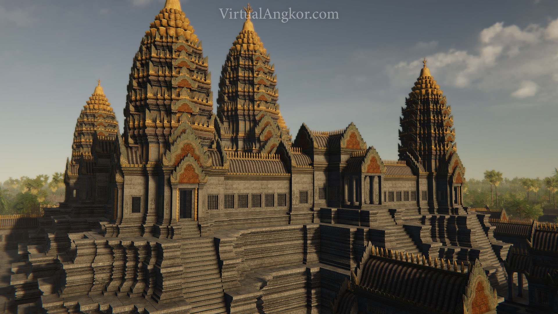 Angkor Wat painted sandstone
