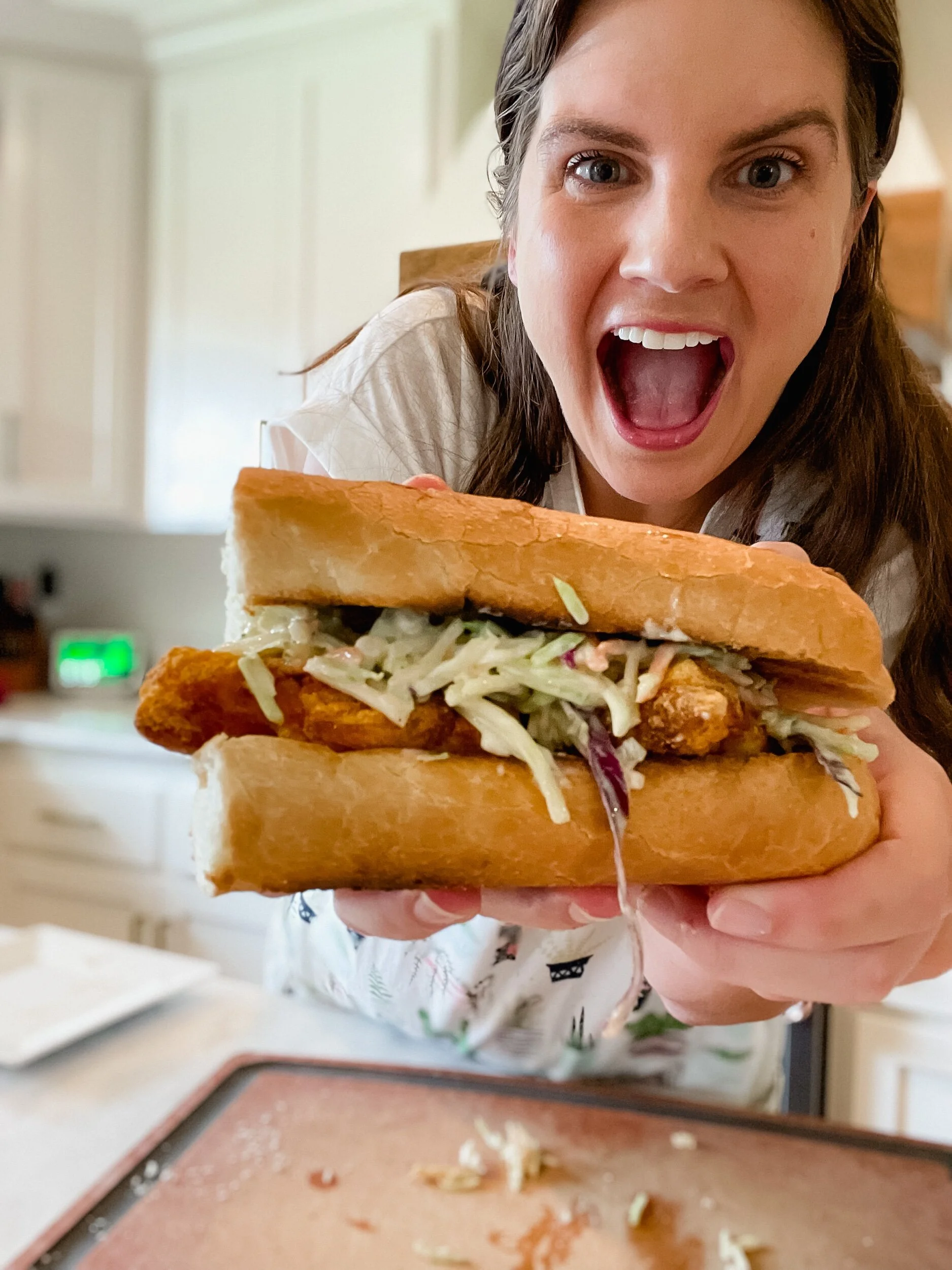 Catfish Poboys with a 3 ingredient Cajun Slaw