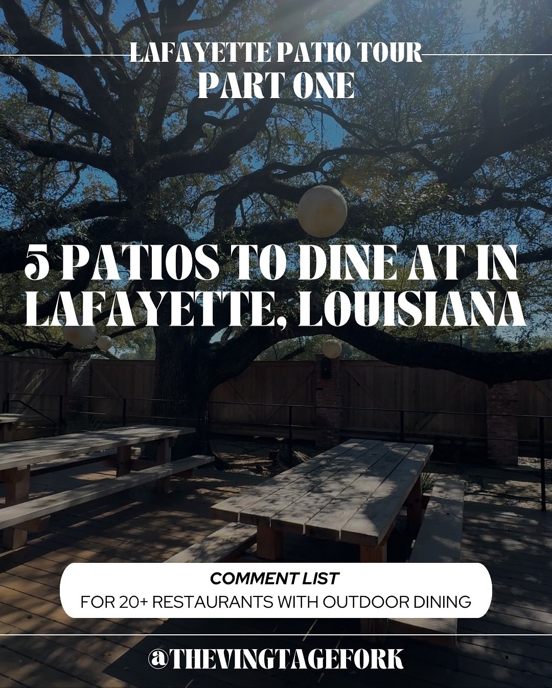 comment LIST and I&rsquo;ll send you a list of outdoor dining spots in Lafayette, Louisiana. Here&rsquo;s a round up of part one of my Lafayette Patio Tour series. Let me know where I should go next in the comments! 

@revecoffeelab.rr @thechimeslafa