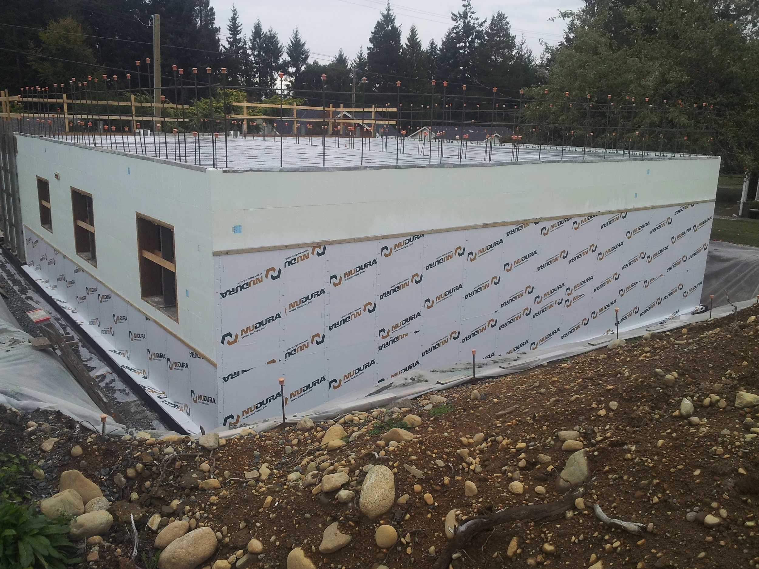 Winter Grade Peel n Stick is then applied as a water proof barrier below grade