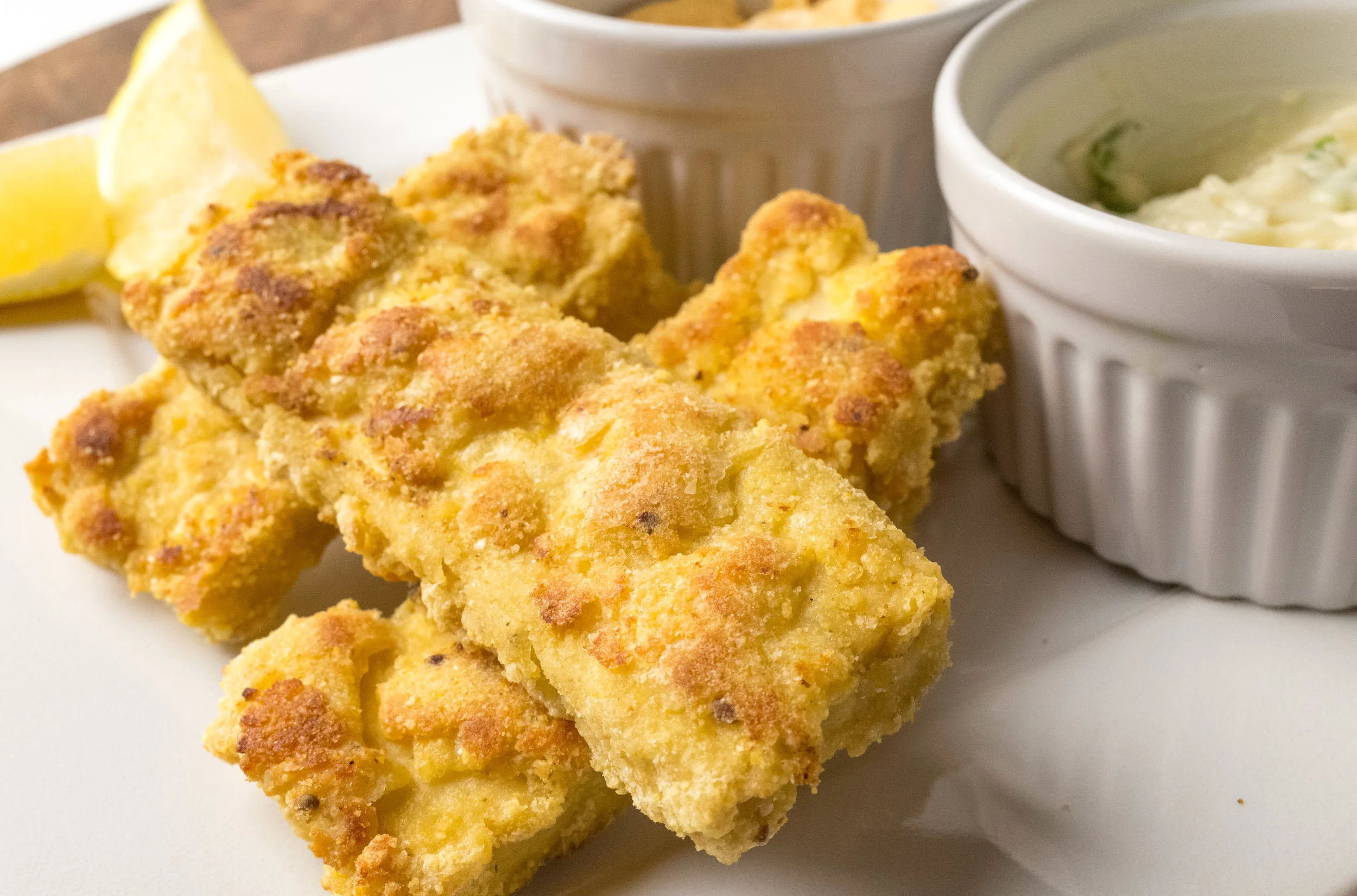 Tofu "fish" fingers with vegan tartar sauce