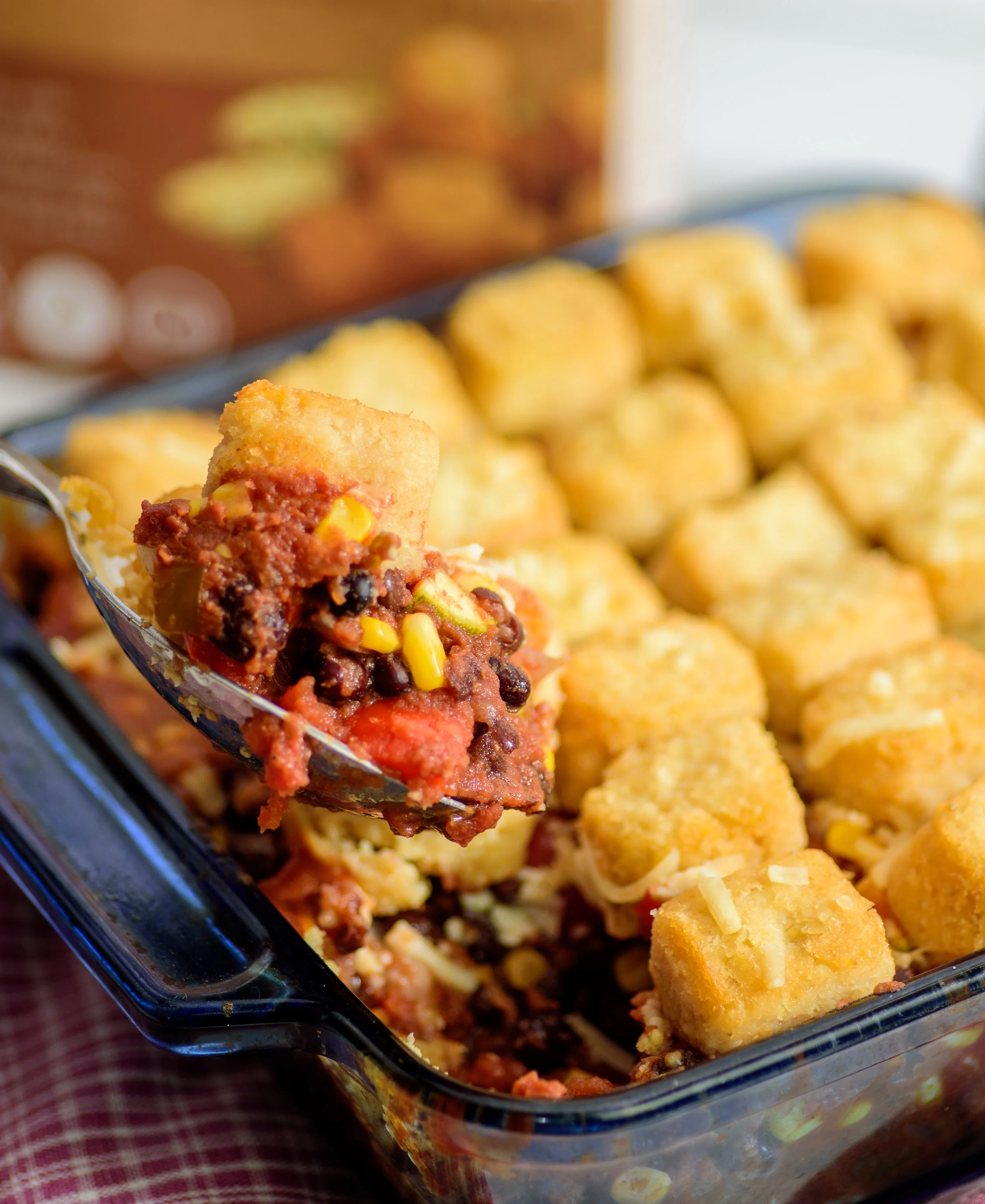 Vegan southwestern black bean millet tot casserole (with RollinGreens