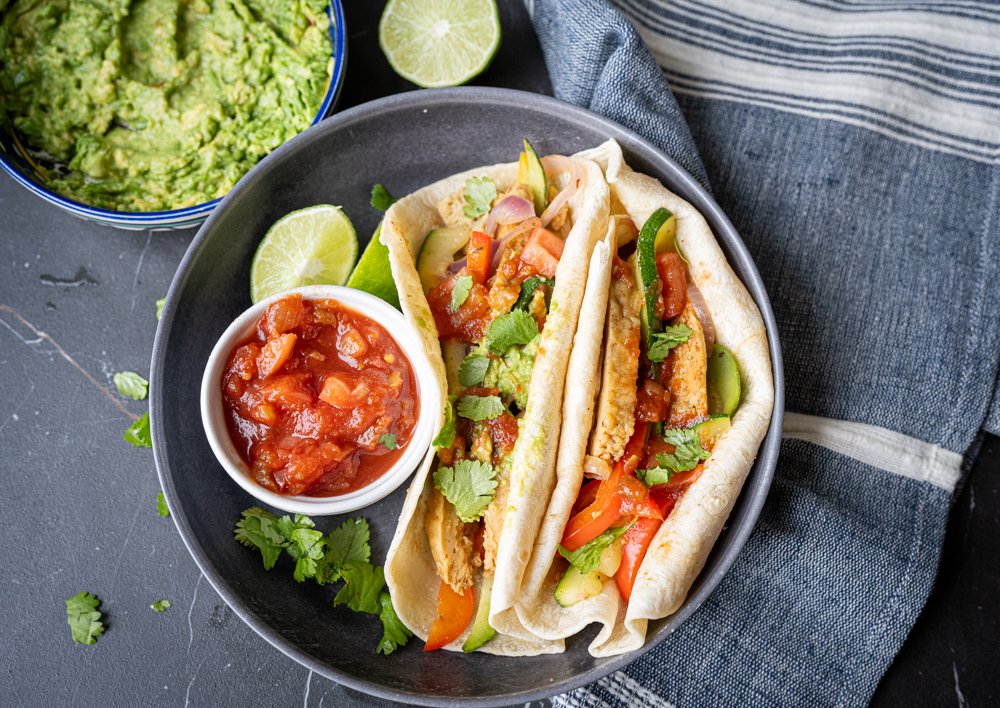 Super Easy Seitan and Vegetable Fajitas