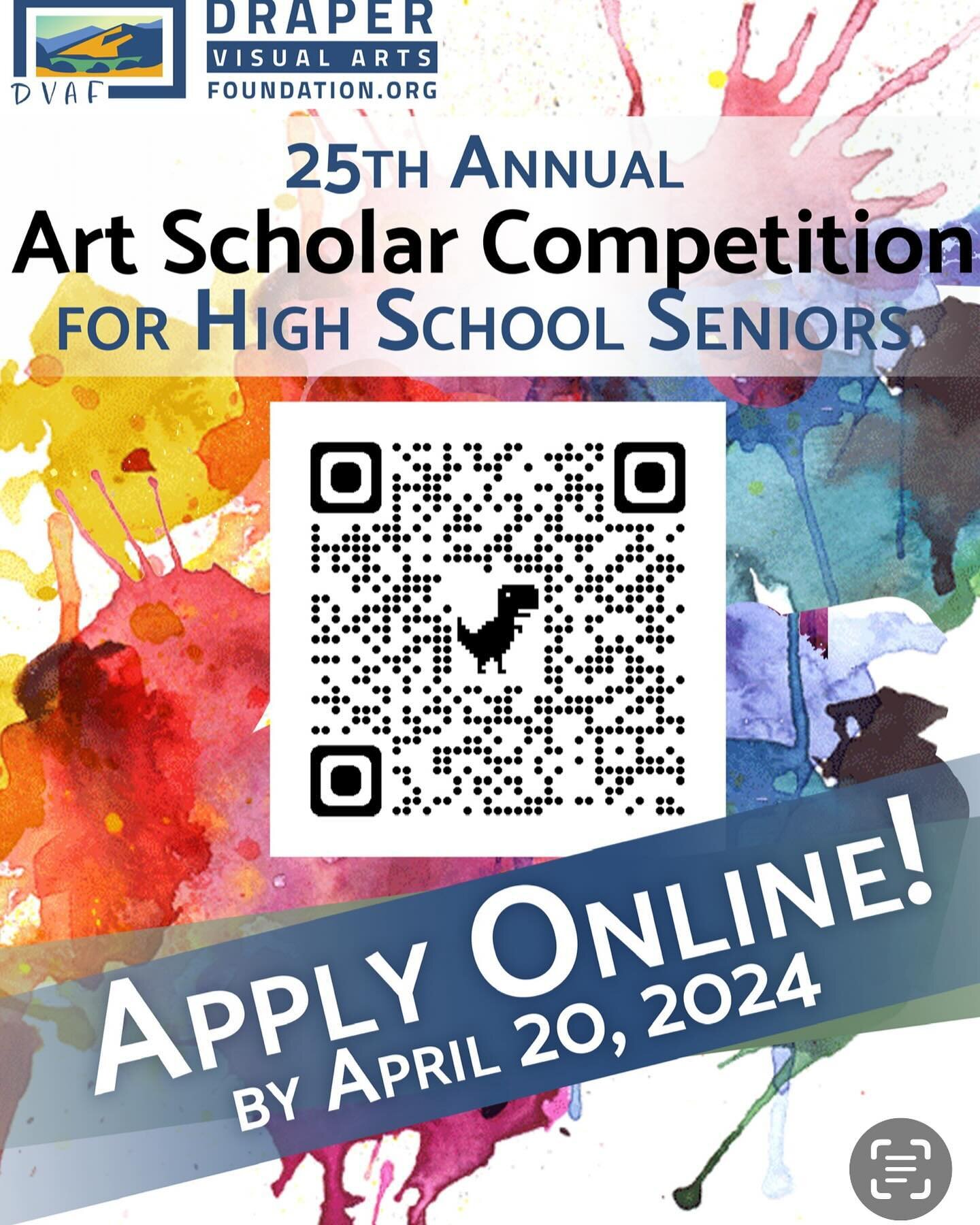 DVAFannounces call for entries for our 25th Annual High School Seniors Art School for all Seniors living in the Canyons School District Area!! All School are welcome! Prizes include cash Awards!  You can apply online and read more&hellip;  #drapervis