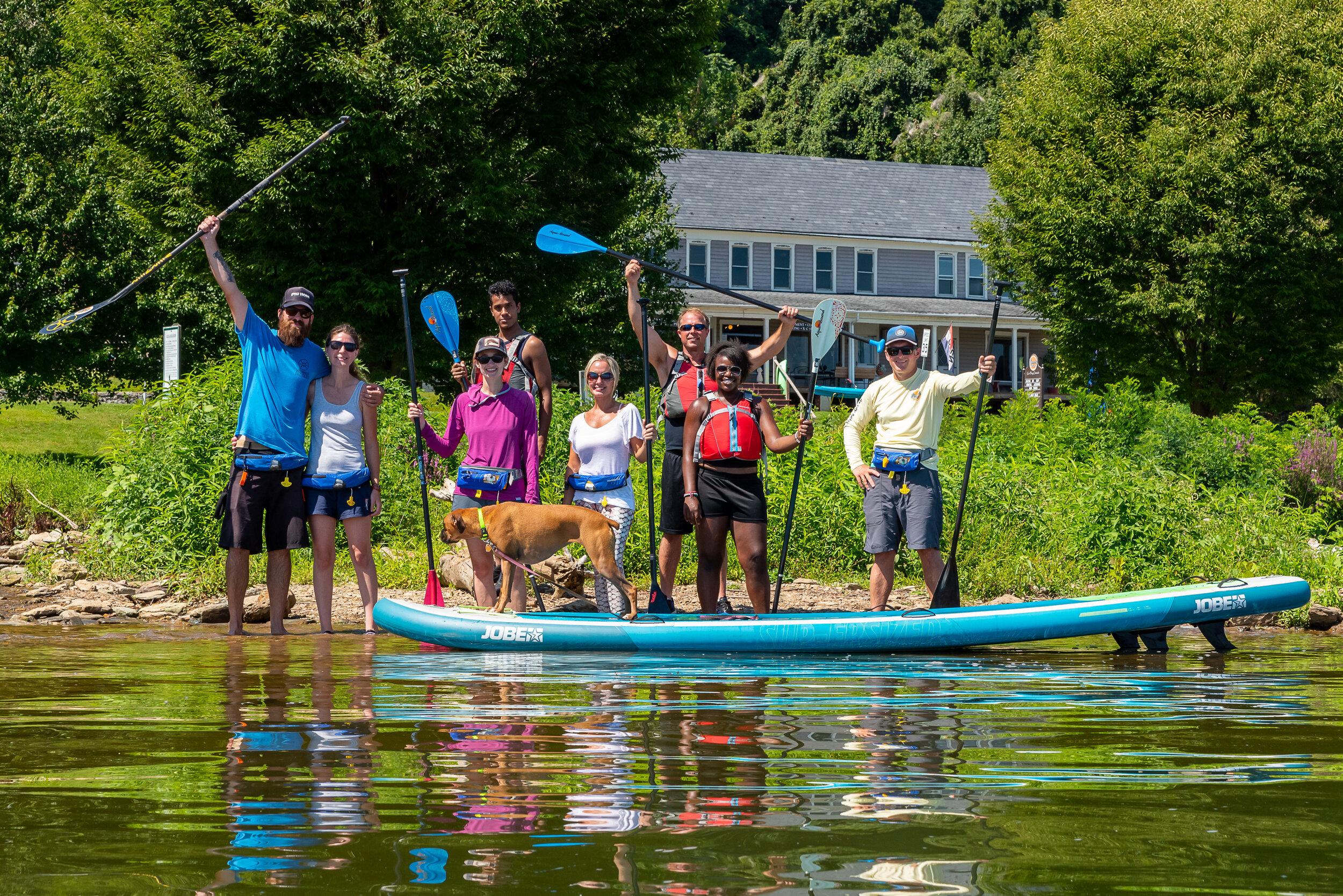 Group Paddle boarding at Shank's Mare Outfitters