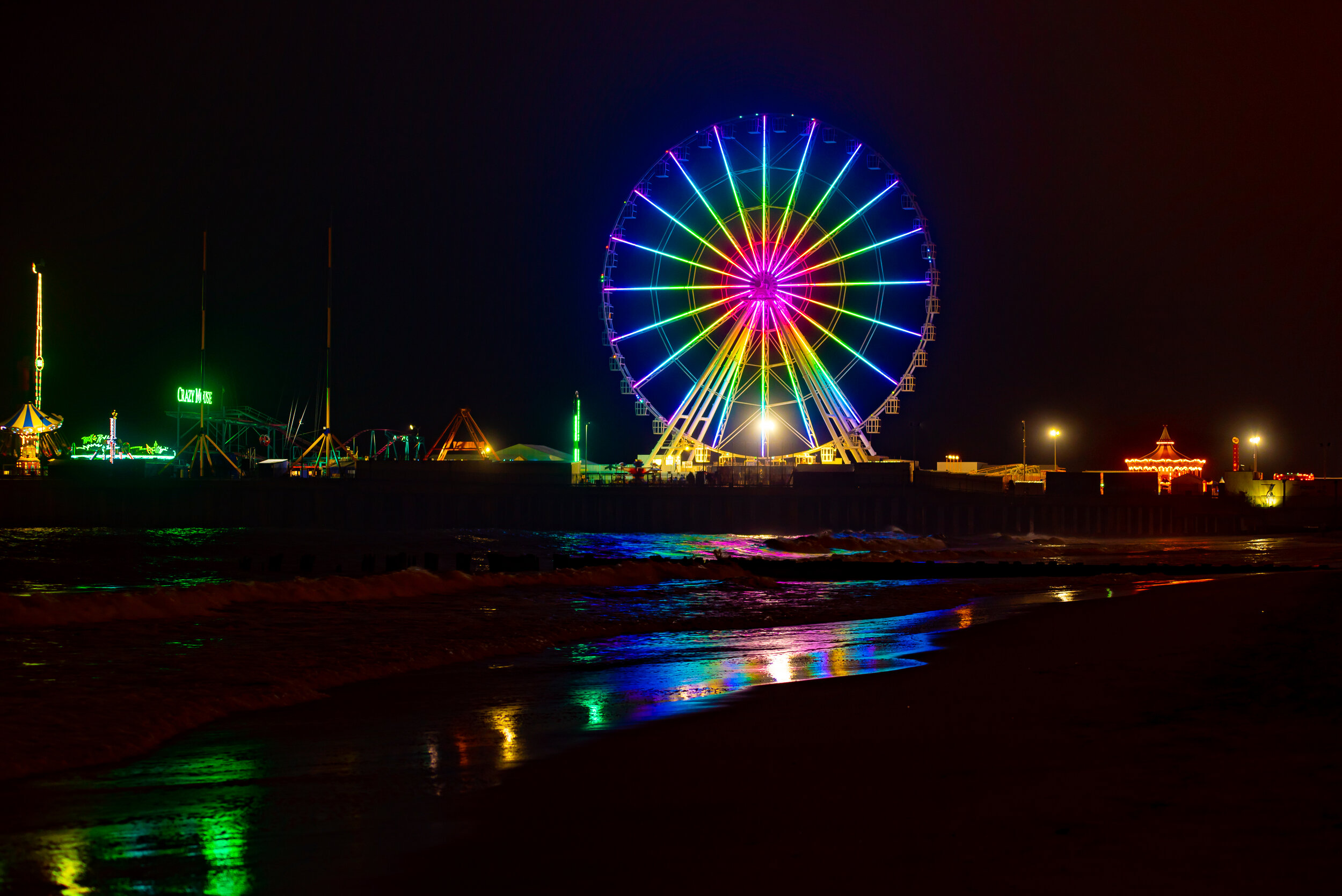 Atlantic City beach at night