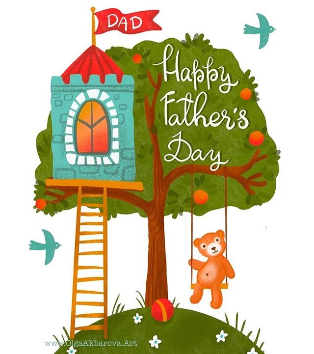 To all the amazing dads out there &mdash; Happy Father&rsquo;s Day! 🌿
.
.
.
.
.
.
.
.
.
.
#fathersday2020 #carddesign #carddesigner #kidsart #childhoodmemories #treehouse #treehouses #toycastle #buildacastle #treehouseclub #teddybears #paperartist #