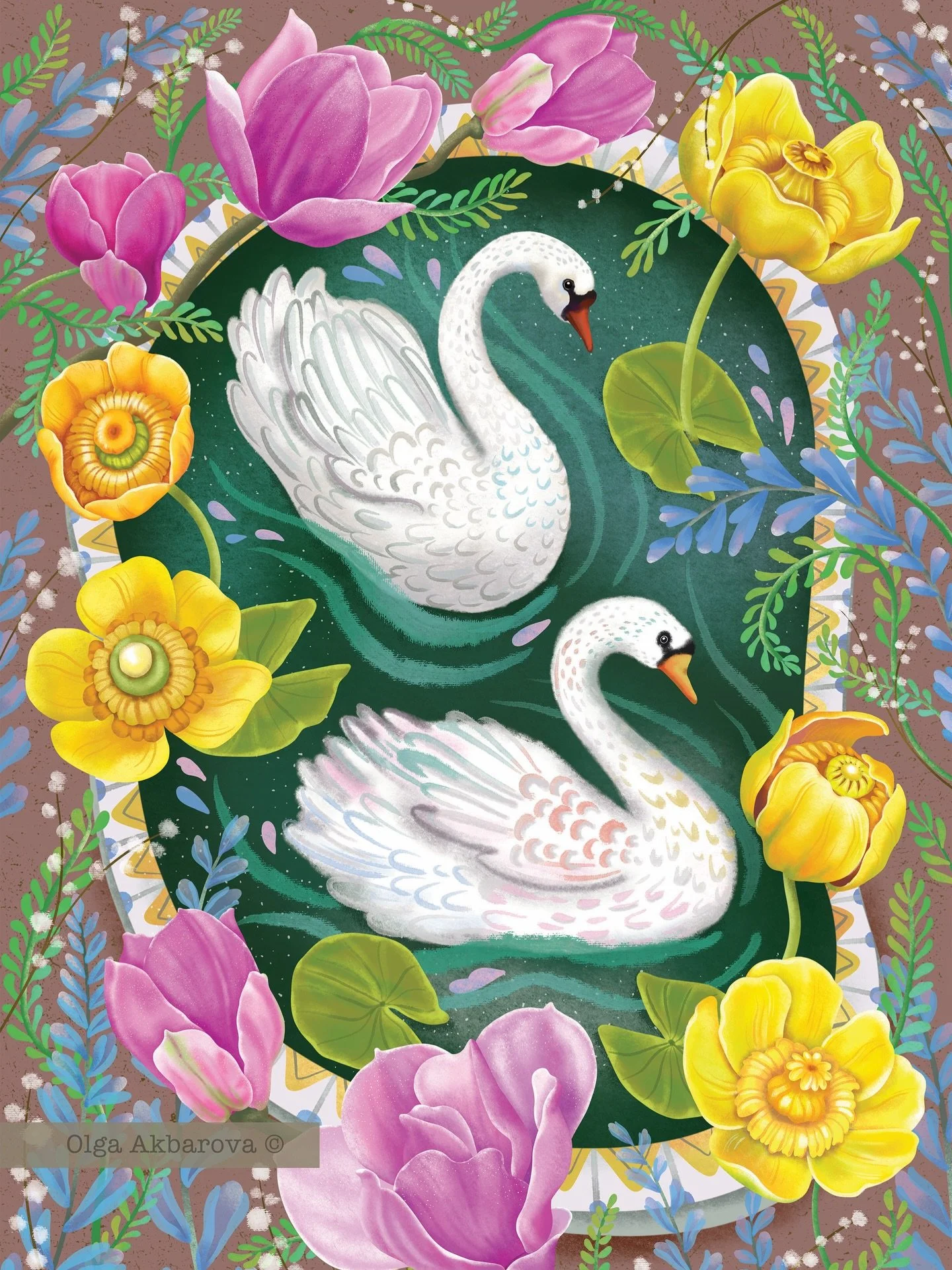 Happy first day of Spring! 🌿🌸
.
.
#olgaakbarovaart #swanart #procreateartwork #theydrawandgarden