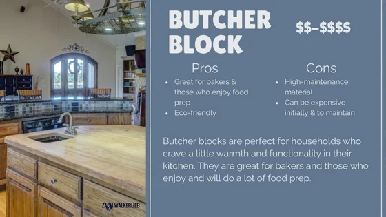 Butcher block countertop pros and cos